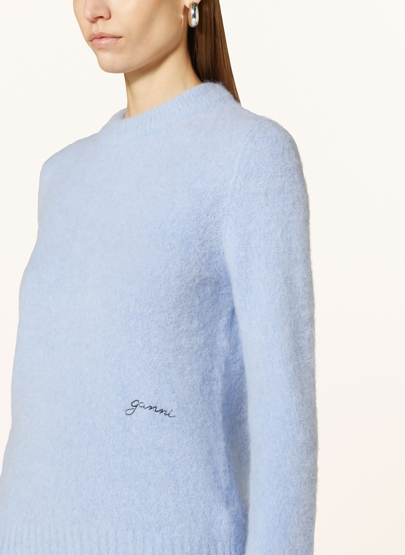 GANNI Pullover mit Alpaka, Farbe: HELLBLAU (Bild 4)