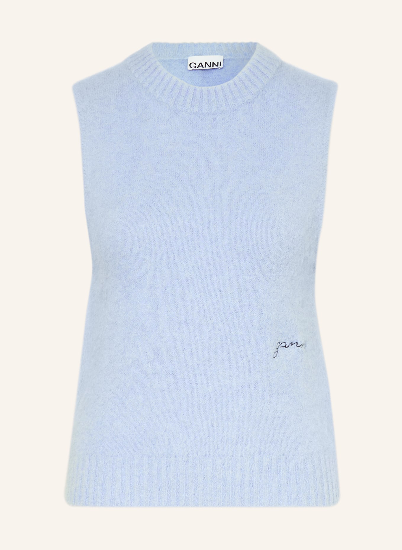 GANNI Sweater vest with alpaca, Color: BLUE (Image 1)