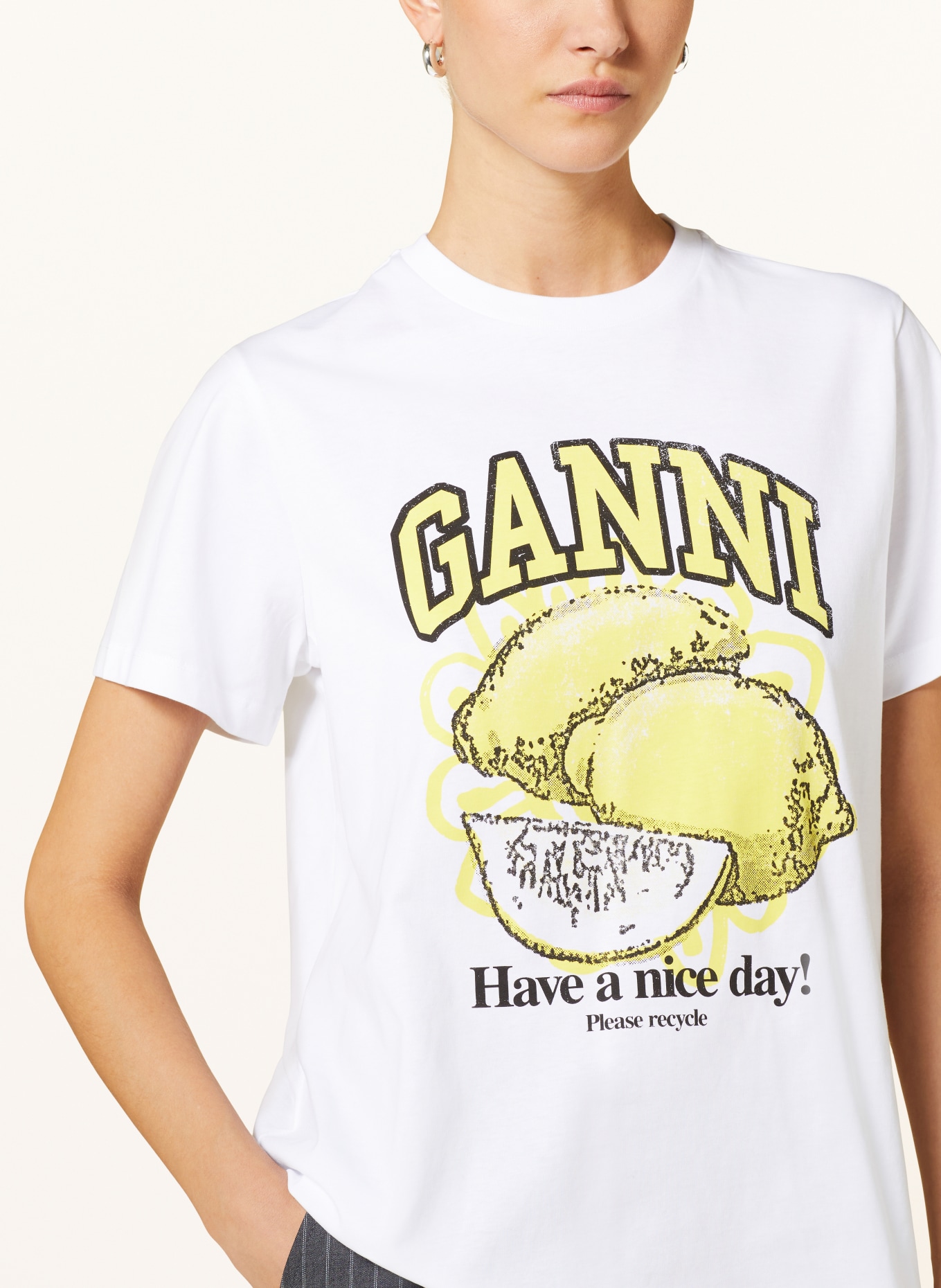 GANNI T-Shirt, Farbe: WEISS/ GELB (Bild 4)