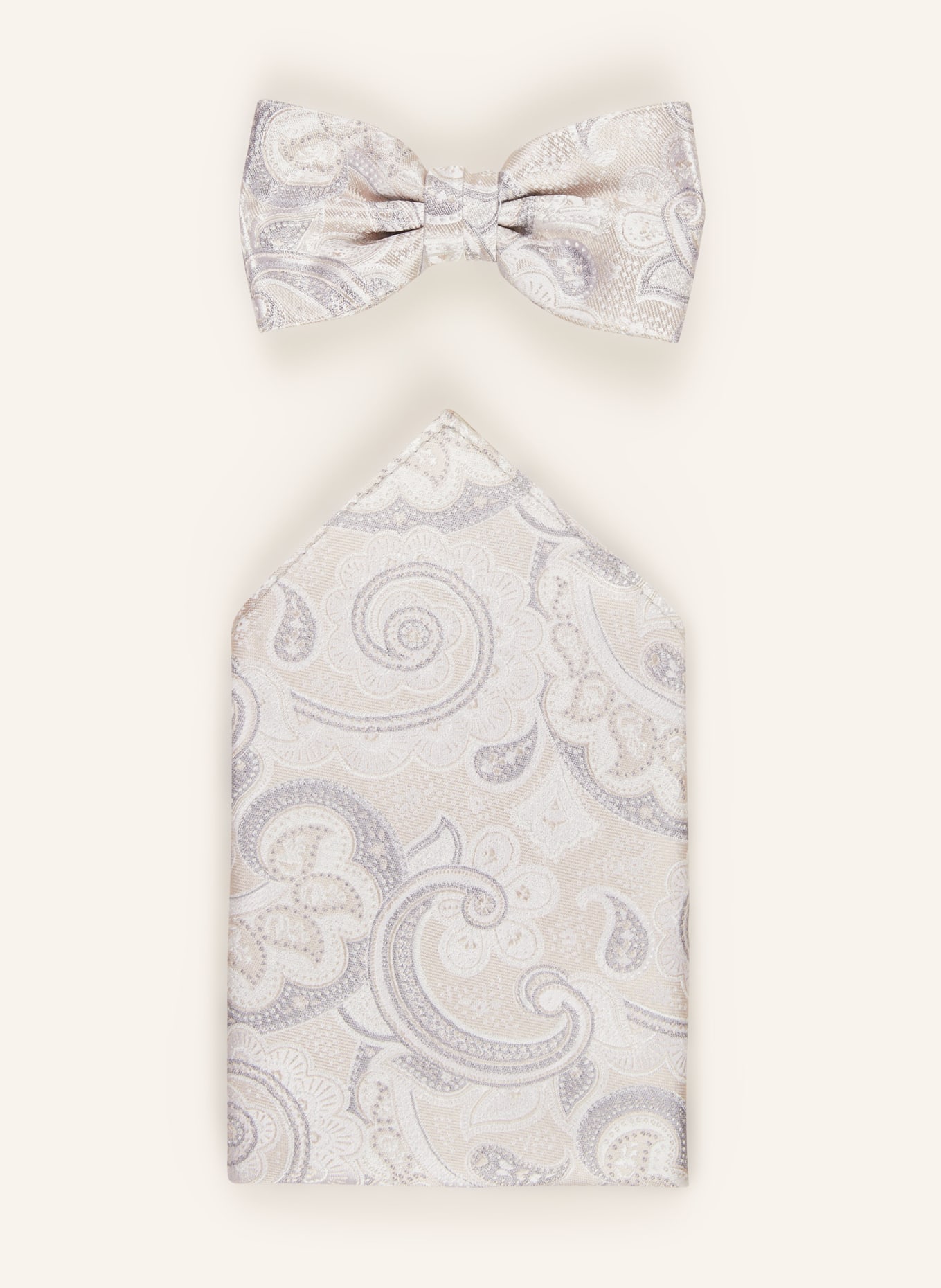 Prince BOWTIE Set: Bow tie and pocket square, Color: BEIGE (Image 1)