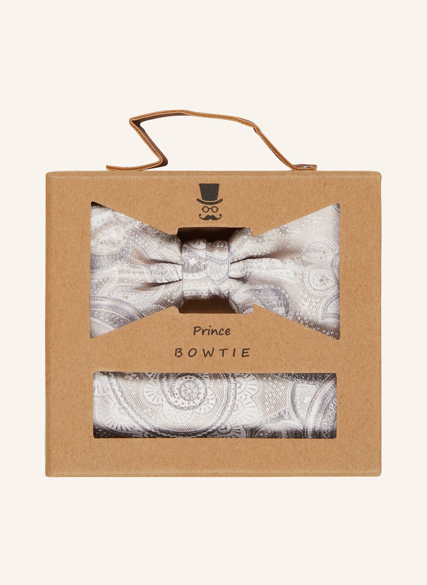 Prince BOWTIE Set: Bow tie and pocket square, Color: BEIGE (Image 5)