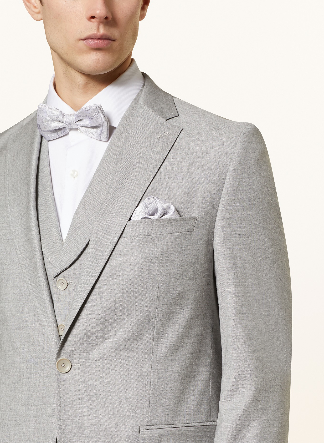 Prince BOWTIE Zestaw: mucha z poszetką: JASNOCZARY