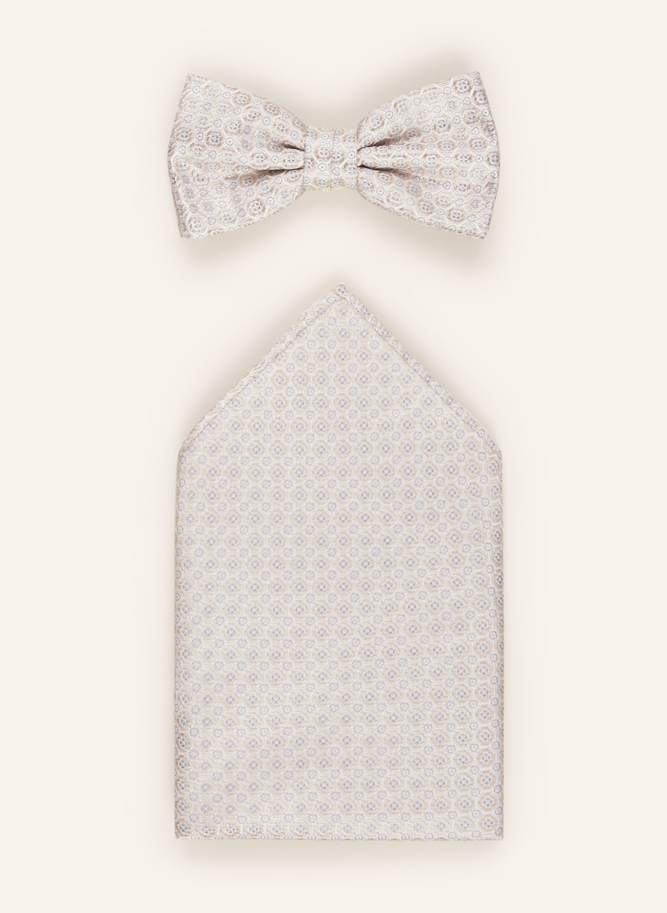 Prince BOWTIE Set: Bow tie and pocket square, Color: BEIGE (Image 1)