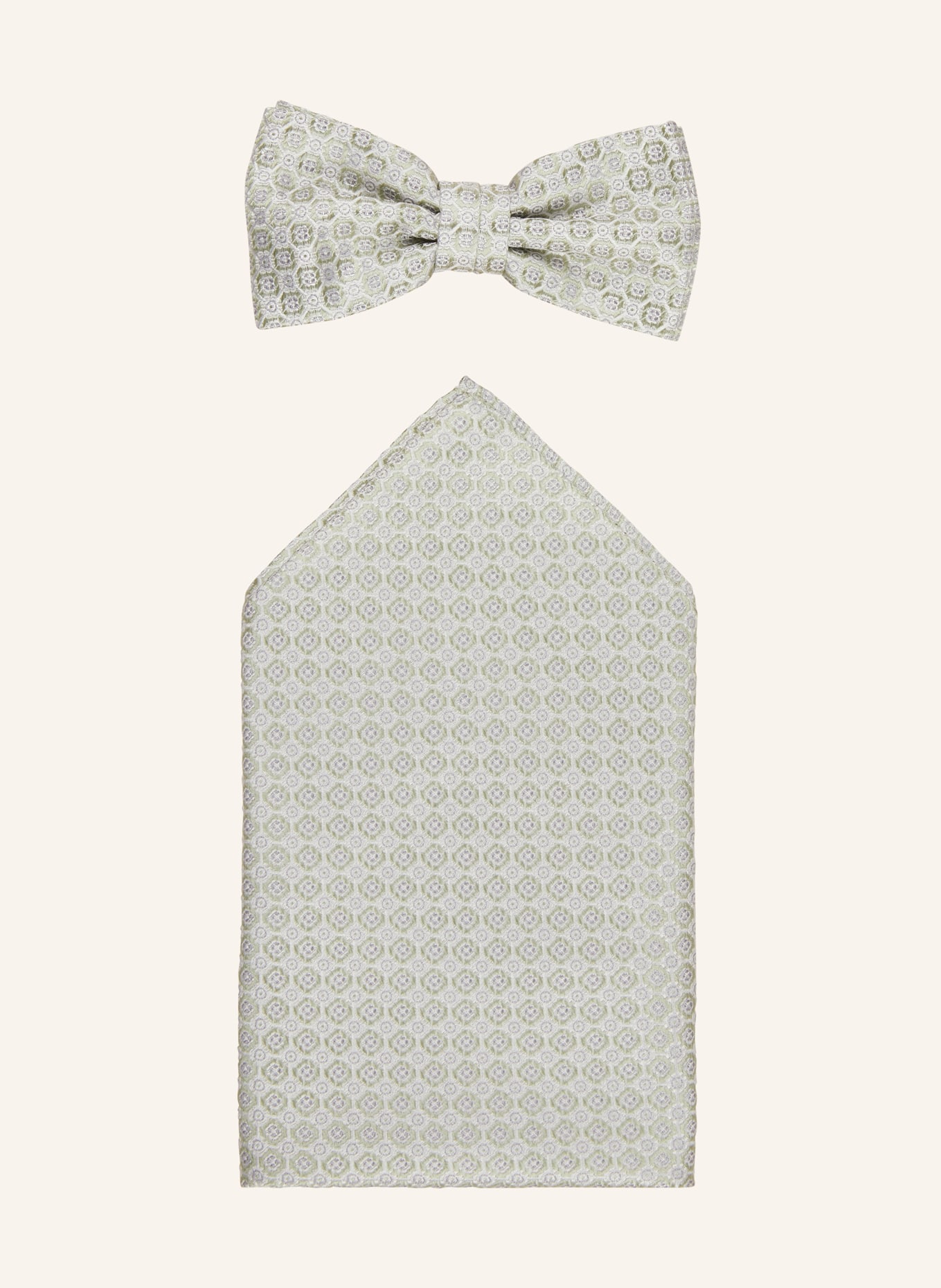 Prince BOWTIE Zestaw: mucha z poszetką: JASNOZIELONY / KREMOWY