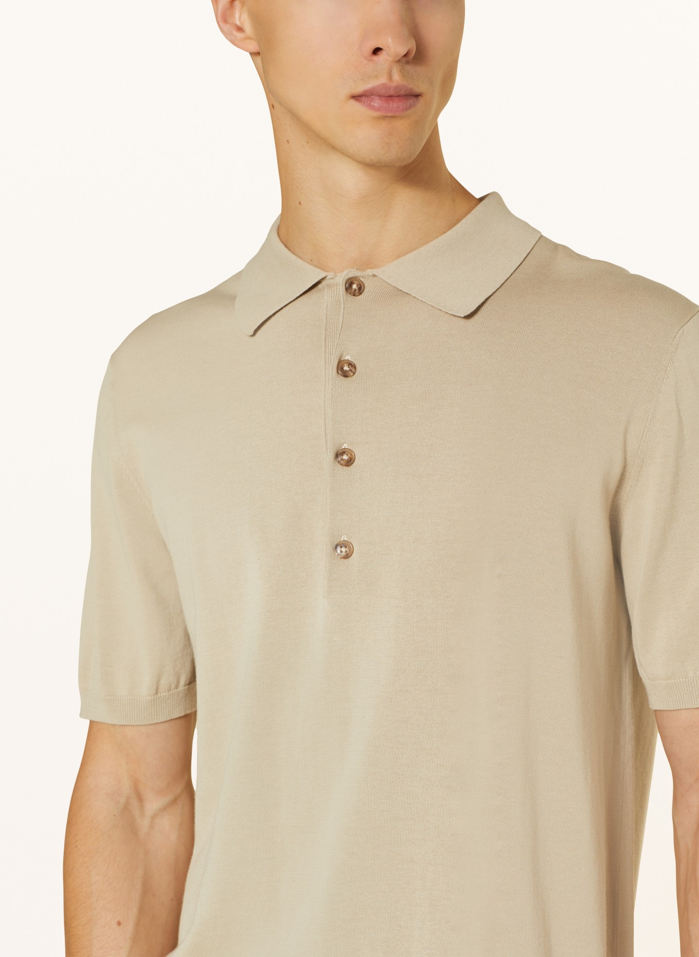 CLOSED Knitted polo shirt, Color: LIGHT BROWN (Image 4)