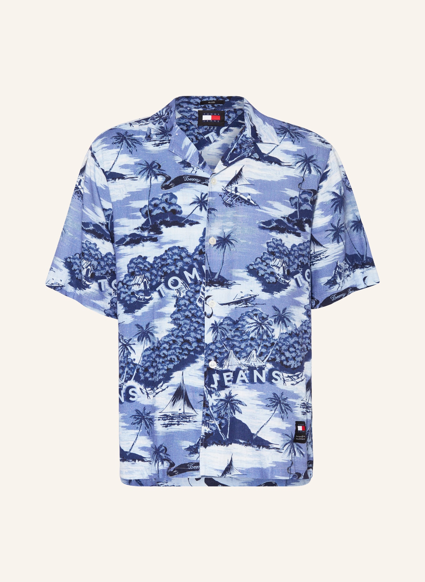 TOMMY JEANS Resort shirt relaxed fit with linen, Color: BLUE (Image 1)