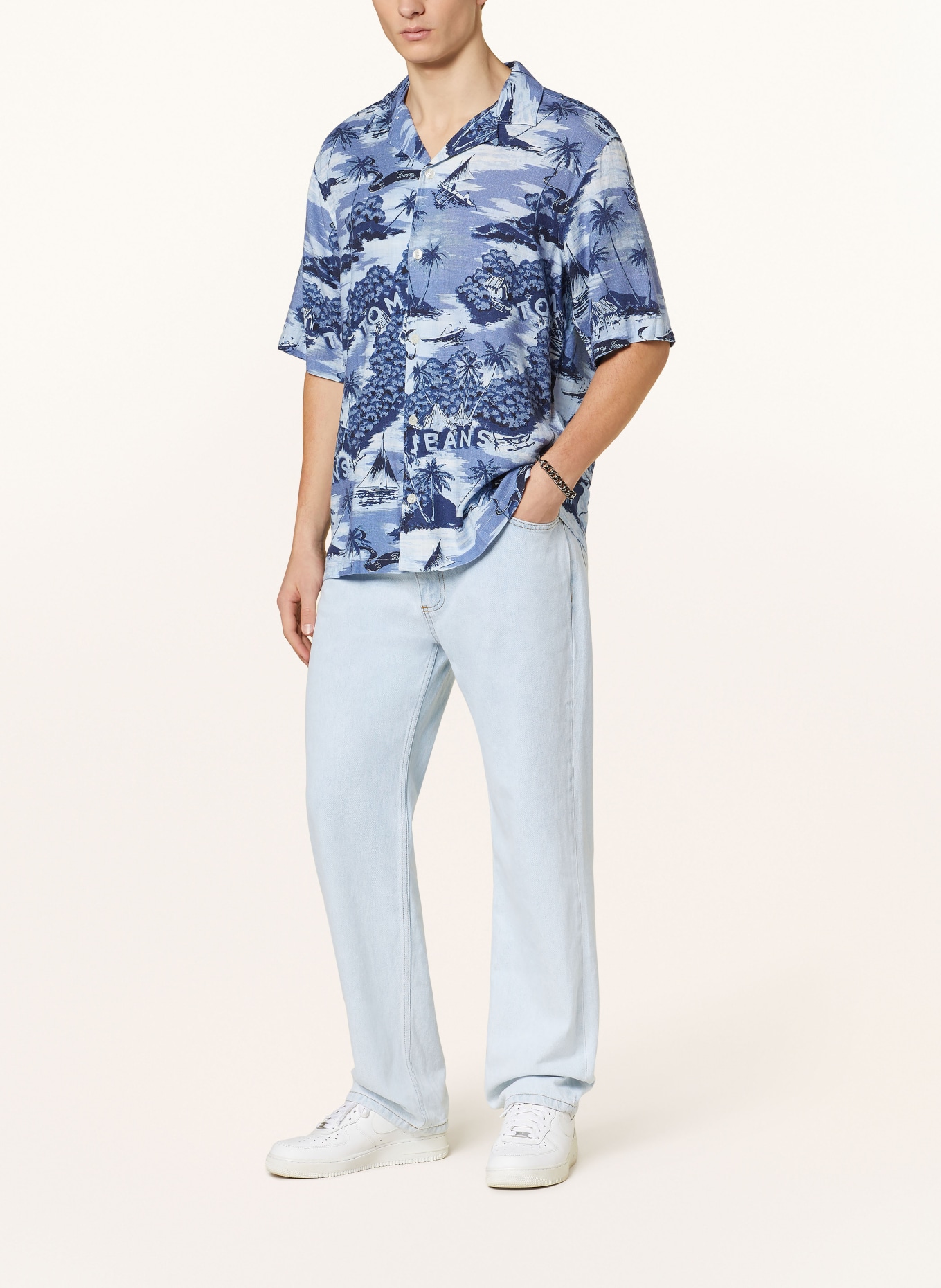 TOMMY JEANS Resort shirt relaxed fit with linen, Color: BLUE (Image 2)