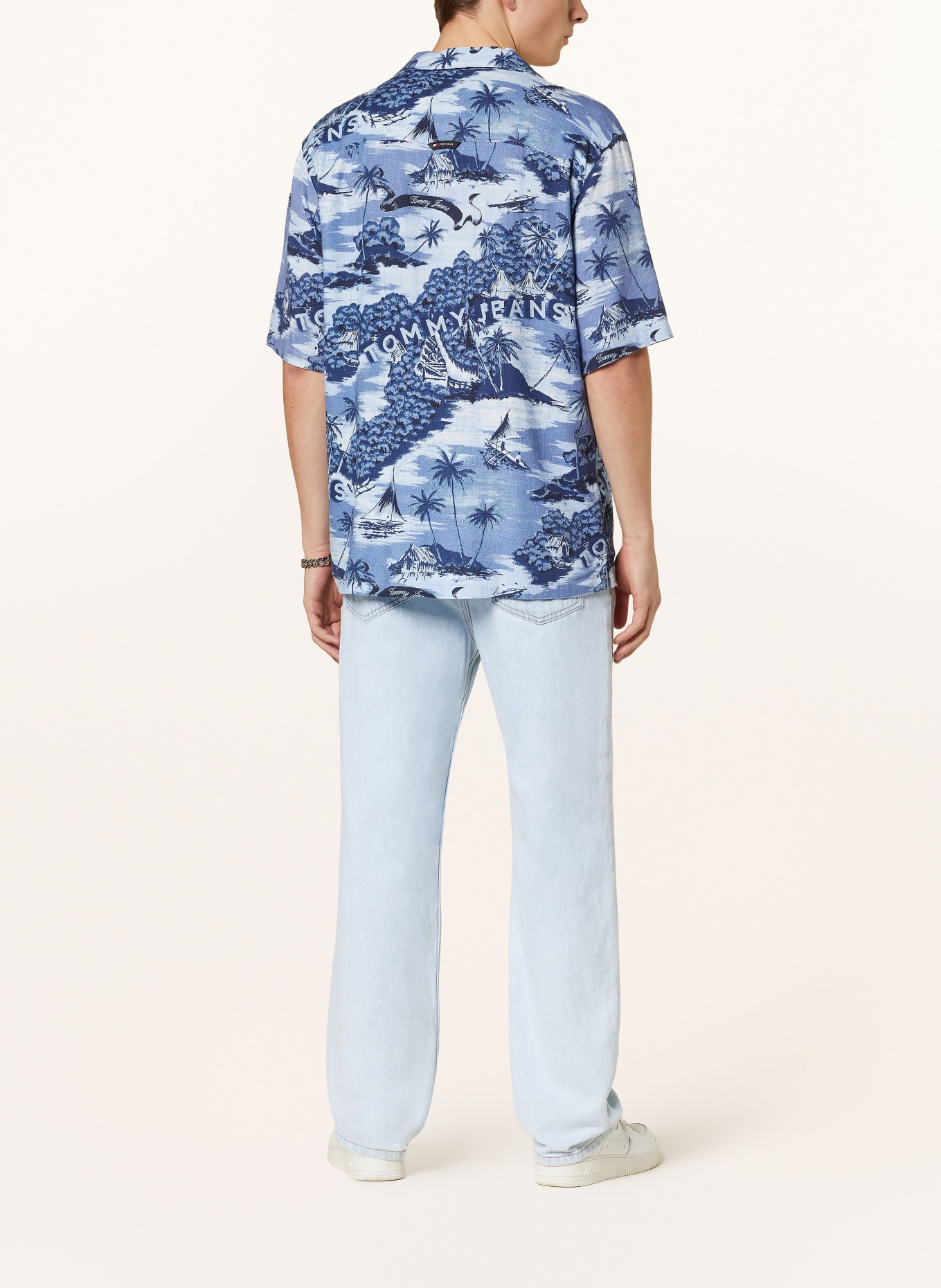 TOMMY JEANS Resort shirt relaxed fit with linen, Color: BLUE (Image 3)