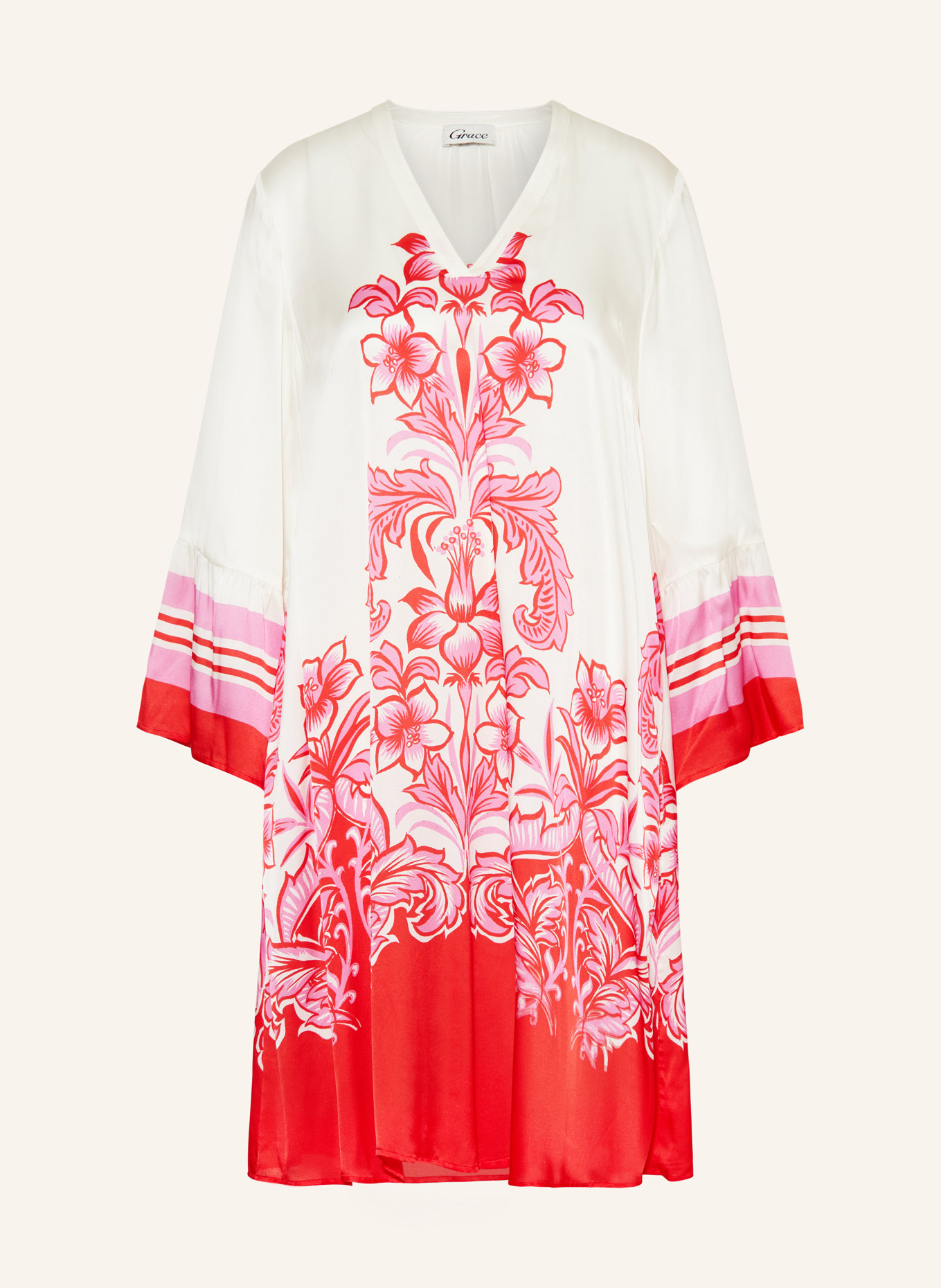 Grace Dress with silk, Color: WHITE/ PINK/ RED (Image 1)