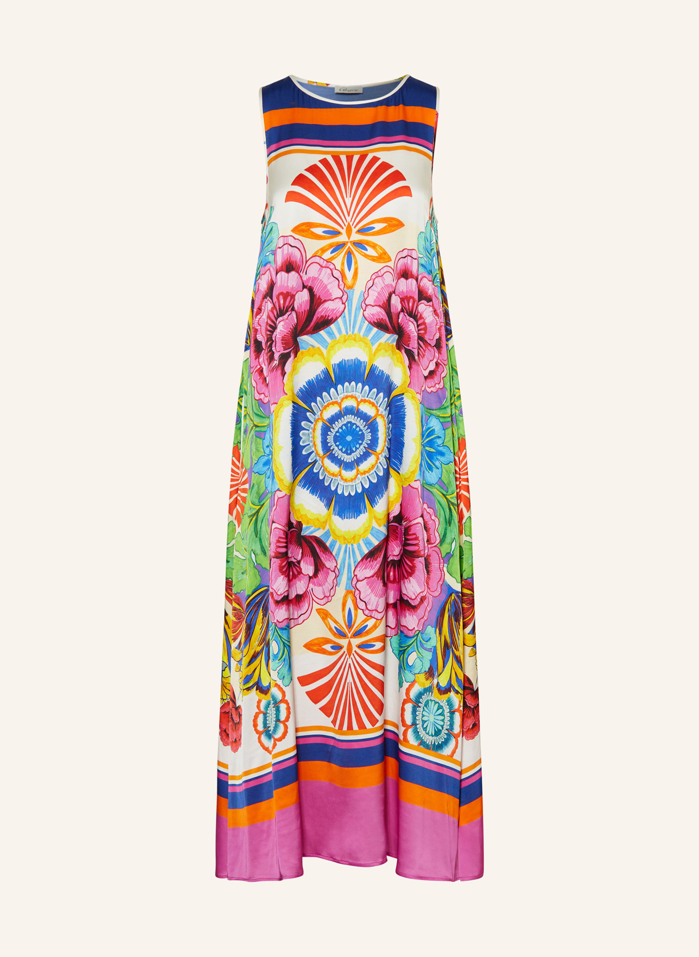 Grace Satin dress, Color: PINK/ ORANGE/ TURQUOISE (Image 1)