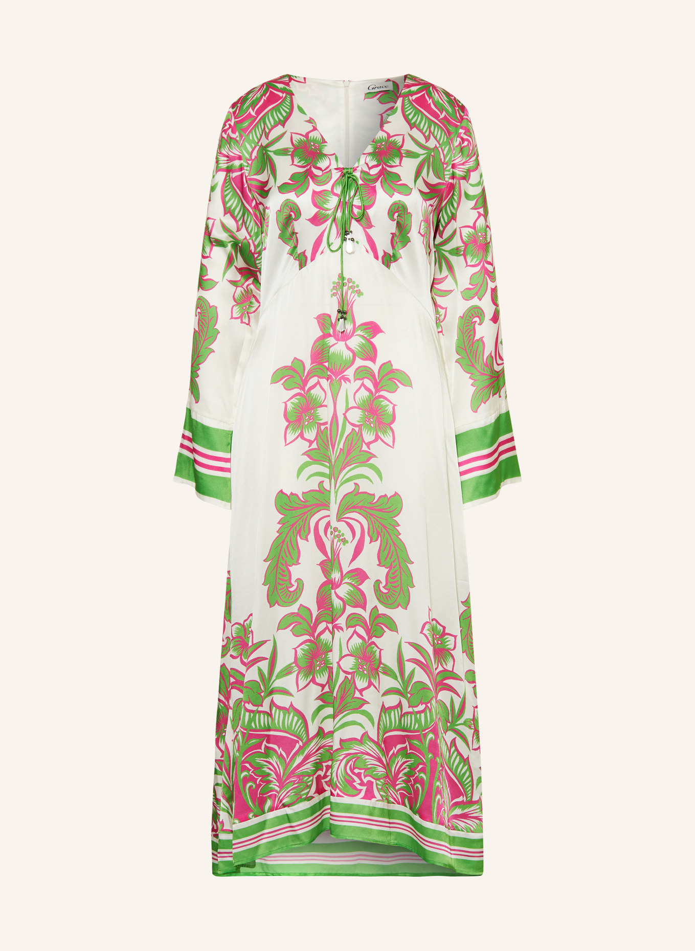Grace Dress with silk, Color: WHITE/ GREEN/ PINK (Image 1)