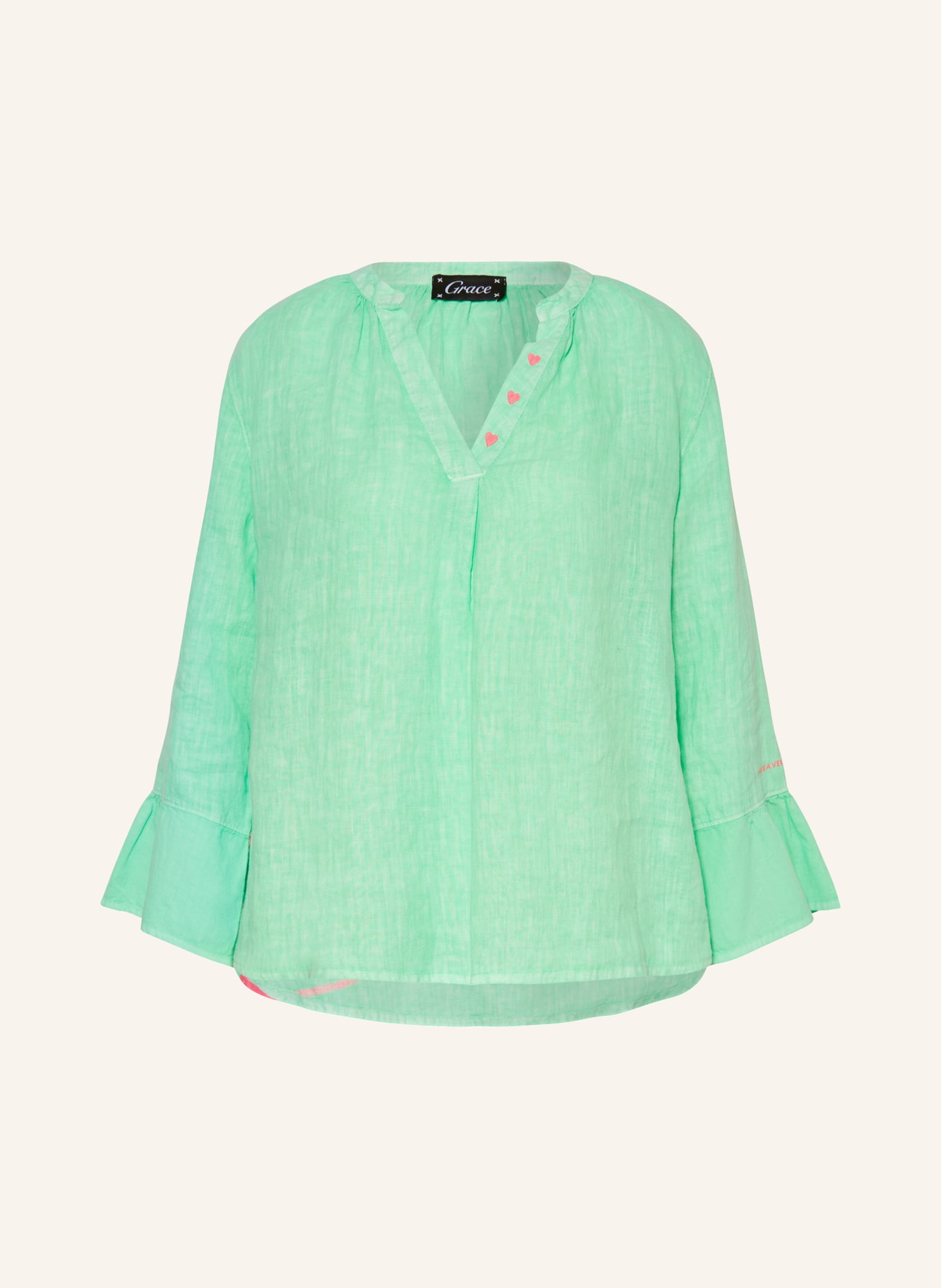 Grace Linen tunic, Color: GREEN (Image 1)