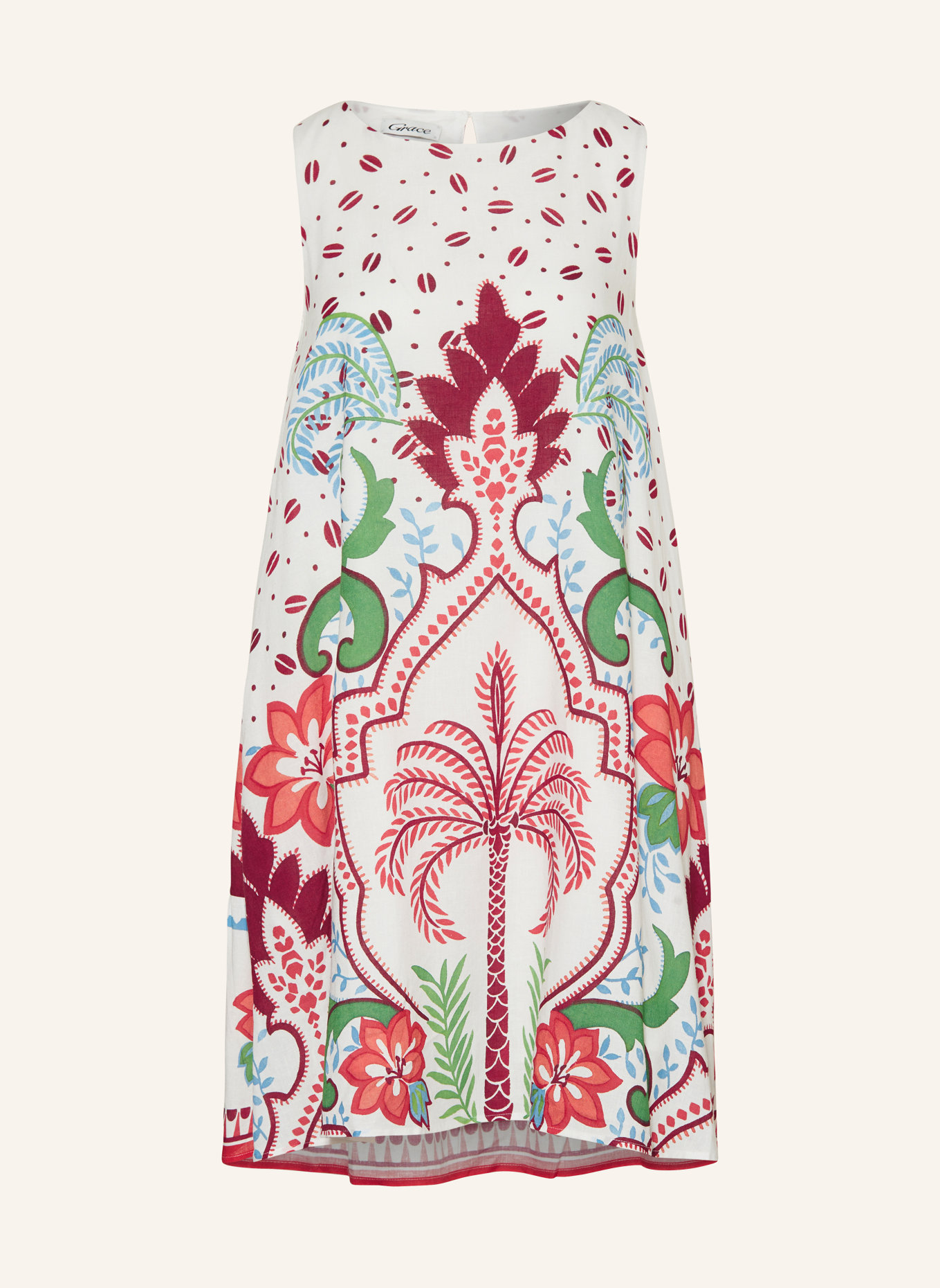 Grace Kleid mit Leinen, Farbe: WEISS/ DUNKELROT/ HELLBLAU (Bild 1)