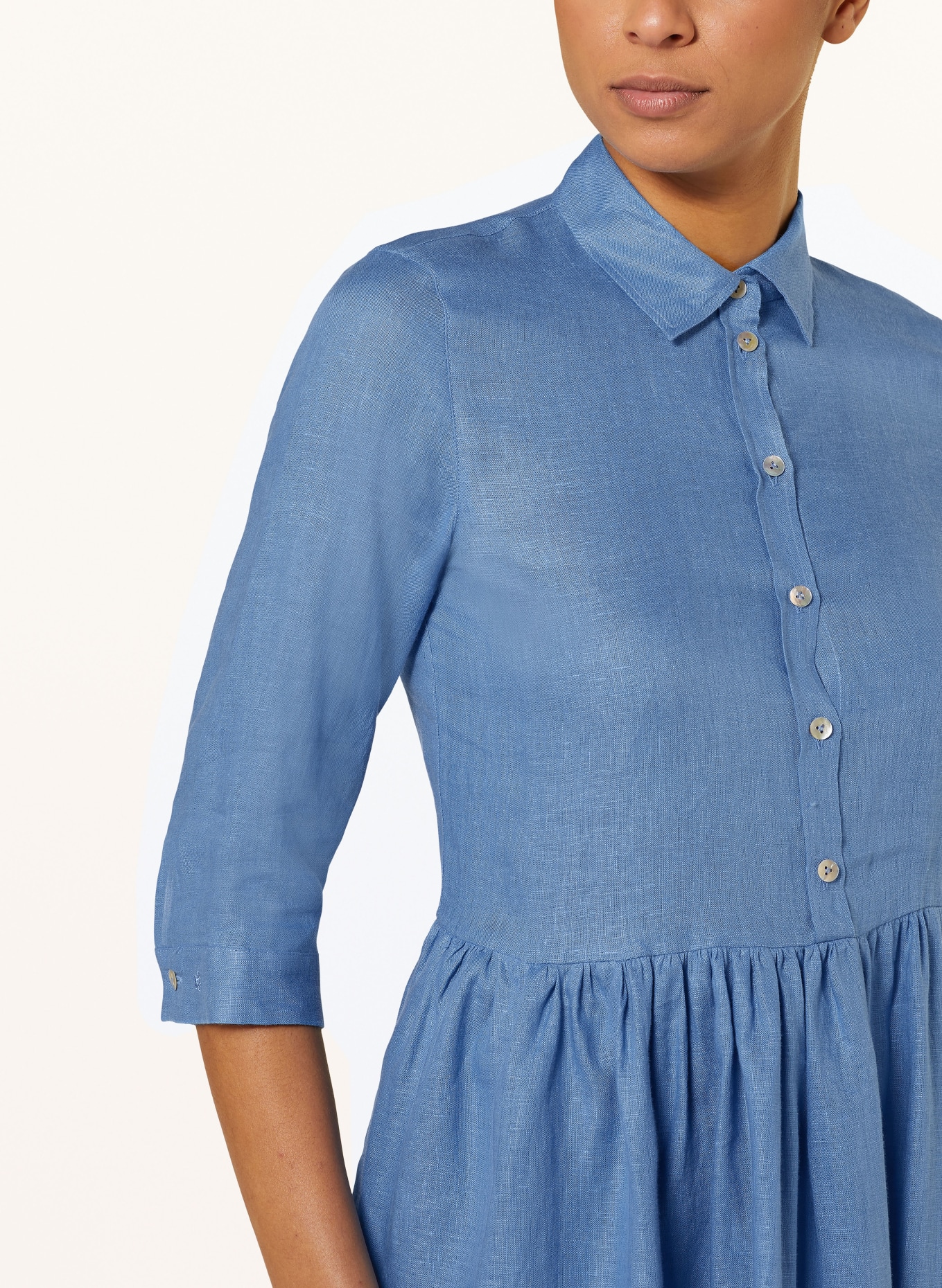 van Laack Linen dress KLARINE with 3/4 sleeves, Color: BLUE (Image 4)