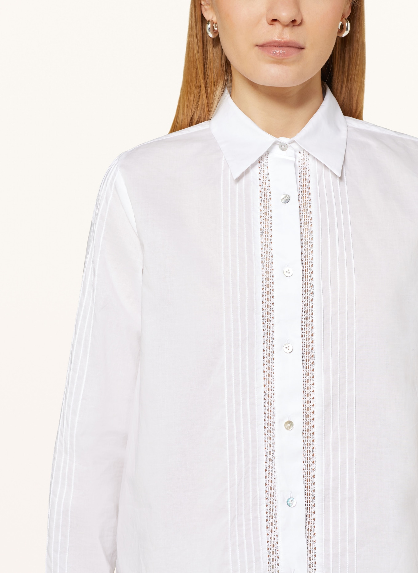 van Laack Shirt blouse PRIAS with broderie anglaise, Color: WHITE (Image 4)