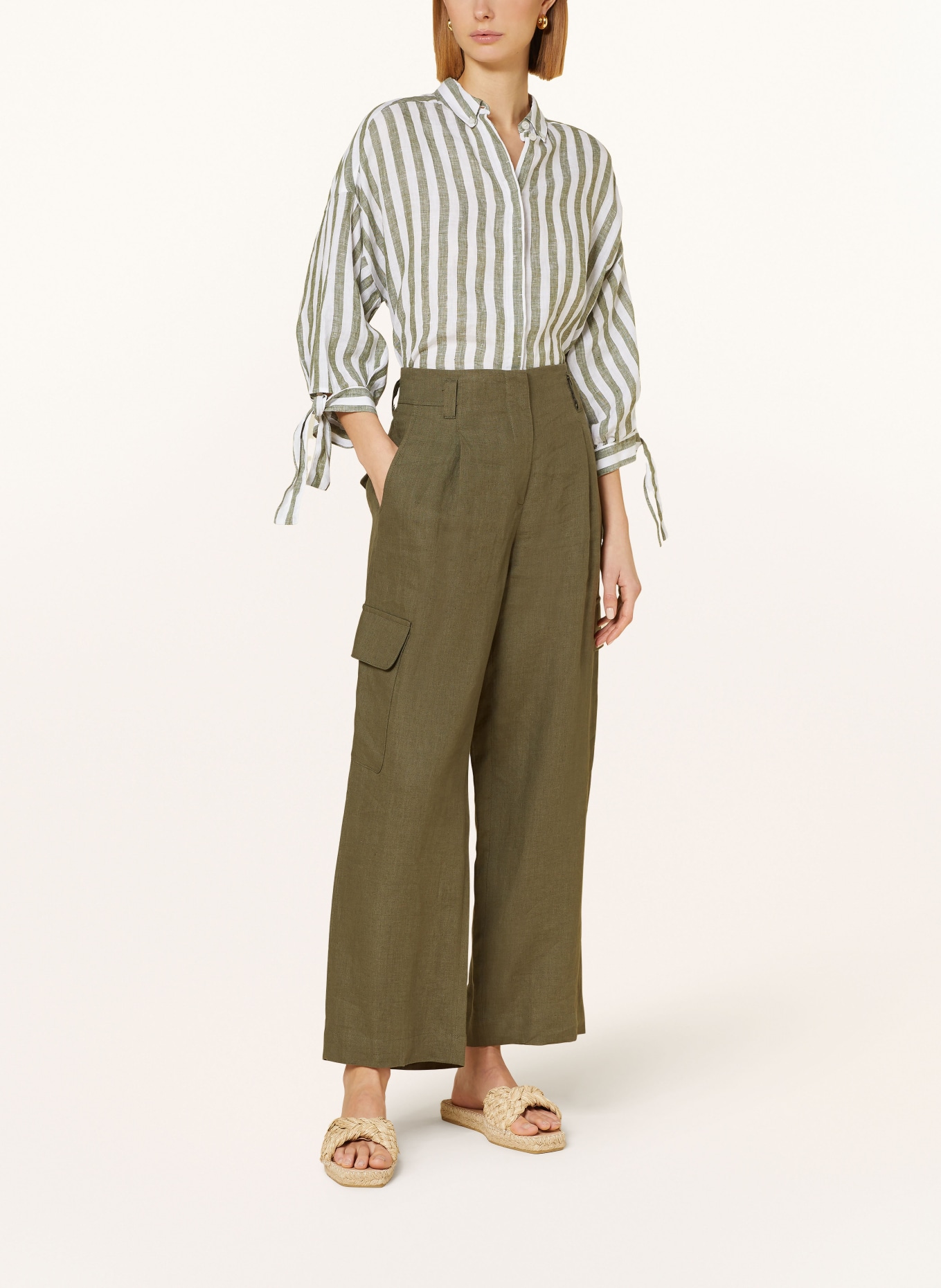 RIANI Linen cargo trousers, Color: OLIVE (Image 2)