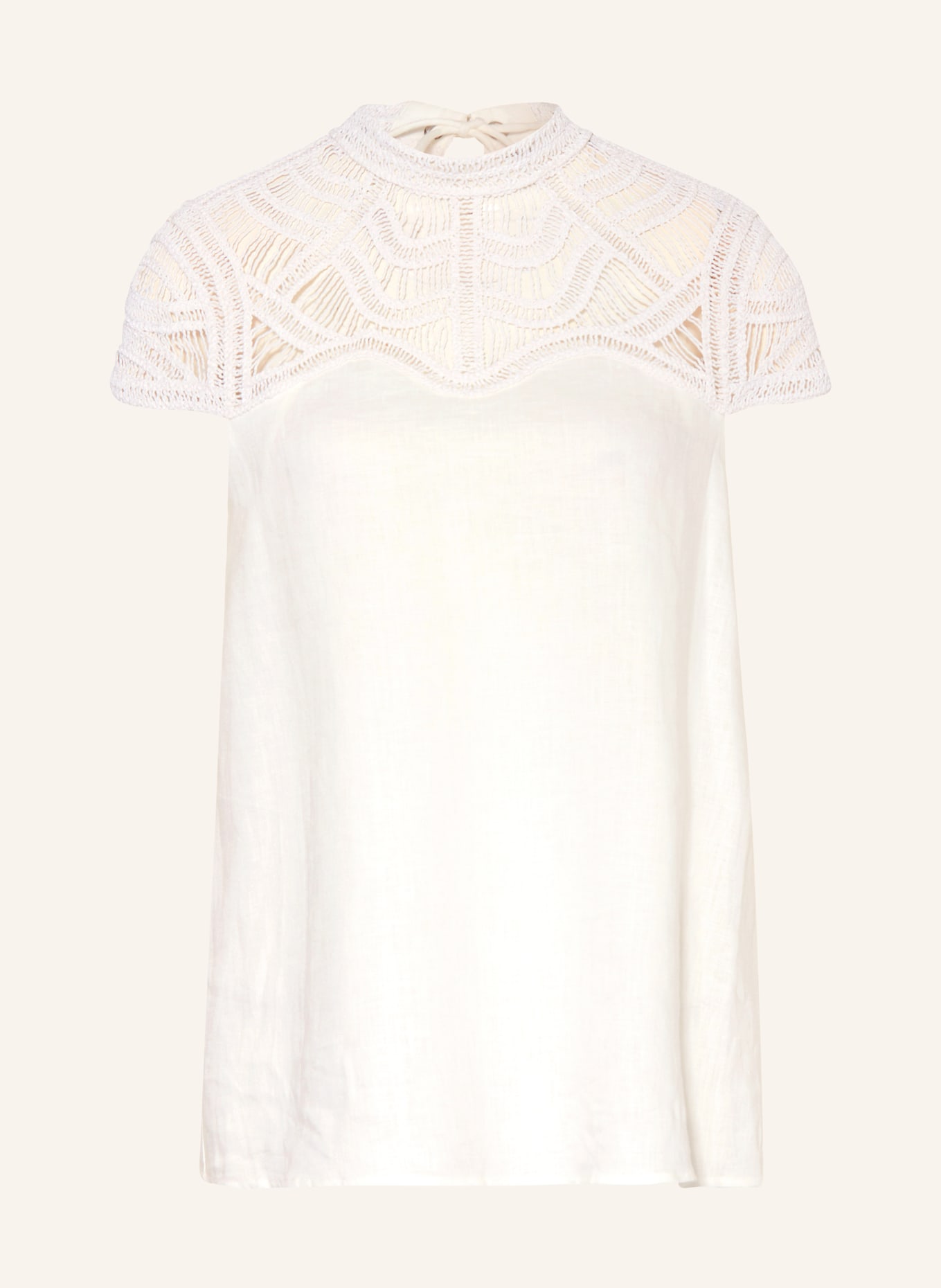 RIANI Shirt blouse made of linen with lace, Color: WHITE (Image 1)