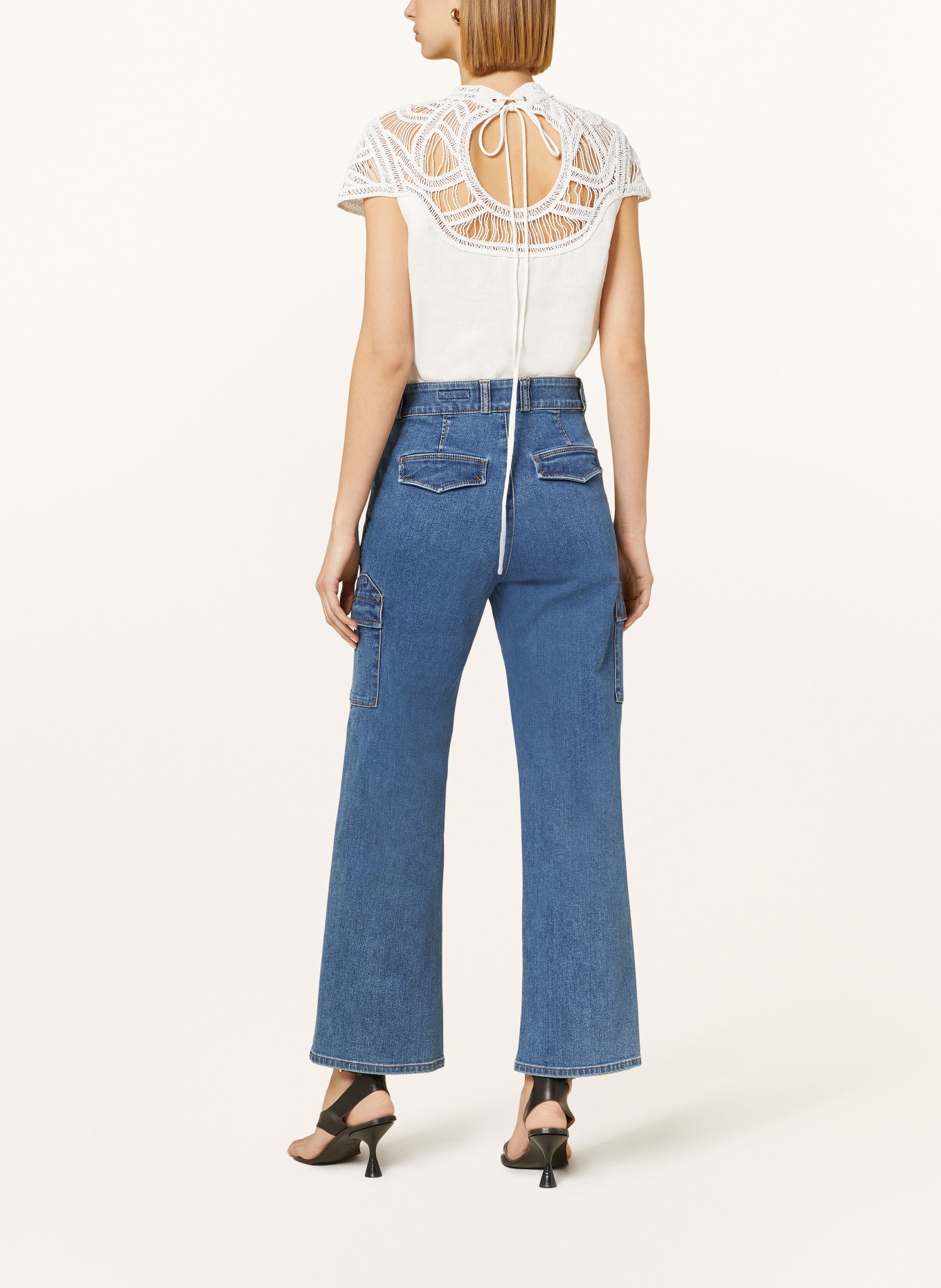 RIANI Halenka ze lnu s krajkou: BÍLÁ