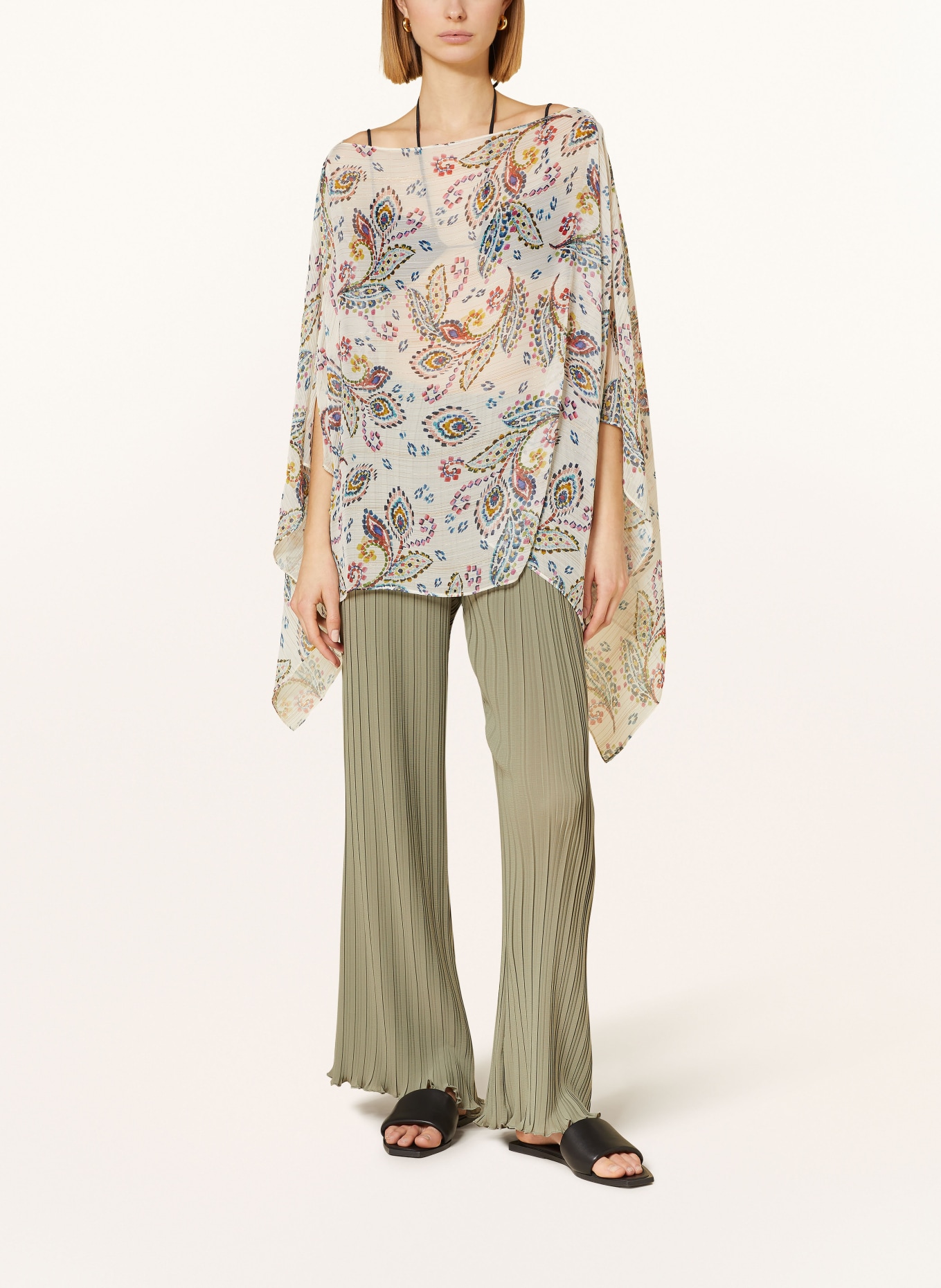 RIANI Marlene kalhoty s plisováním, Barva: OLIVOVÁ (Obrázek 2)