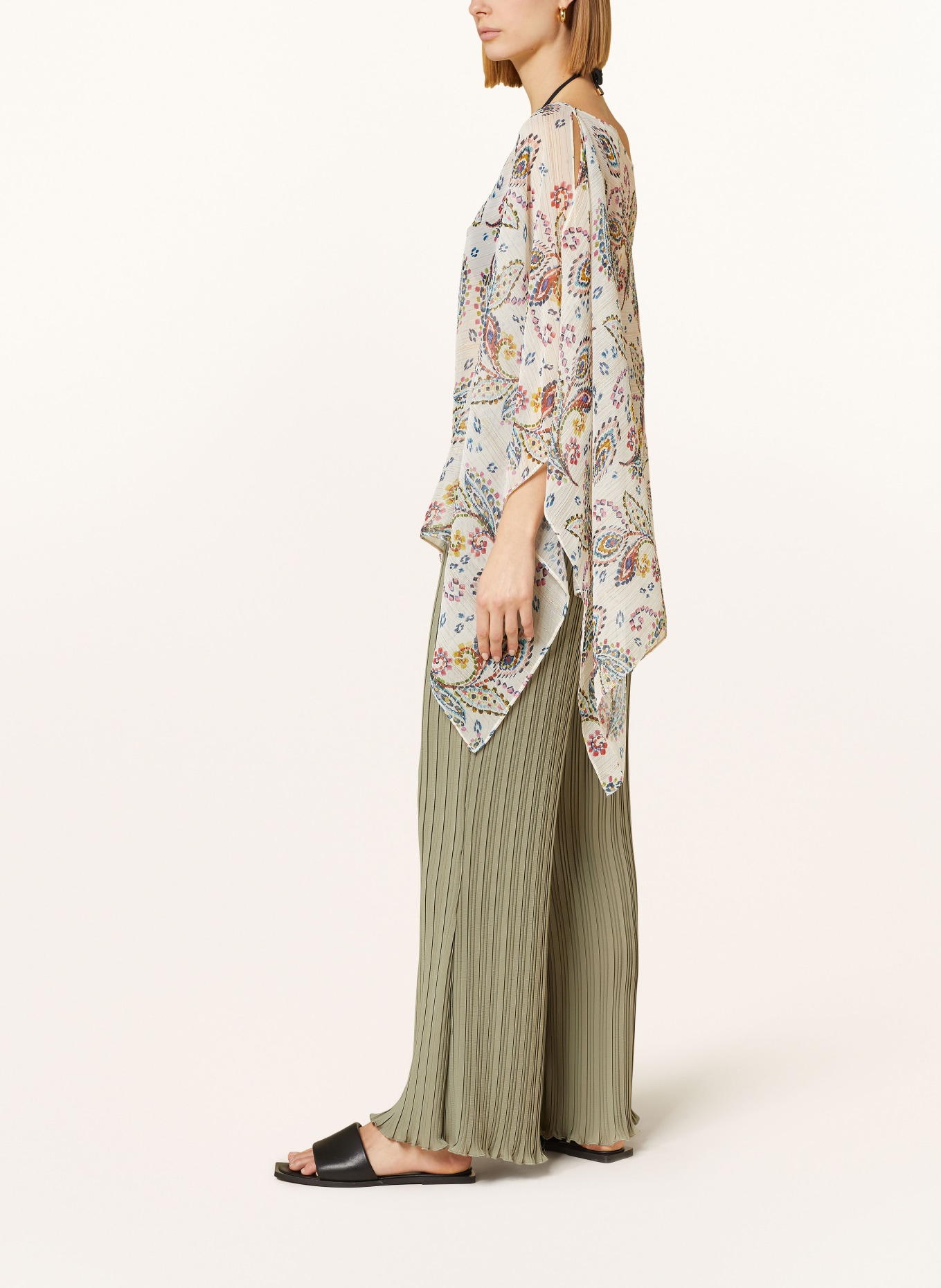 RIANI Marlene kalhoty s plisováním, Barva: OLIVOVÁ (Obrázek 4)