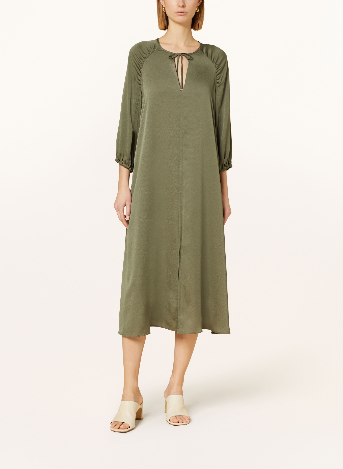 RIANI Satin dress with 3/4 sleeves, Color: OLIVE (Image 2)