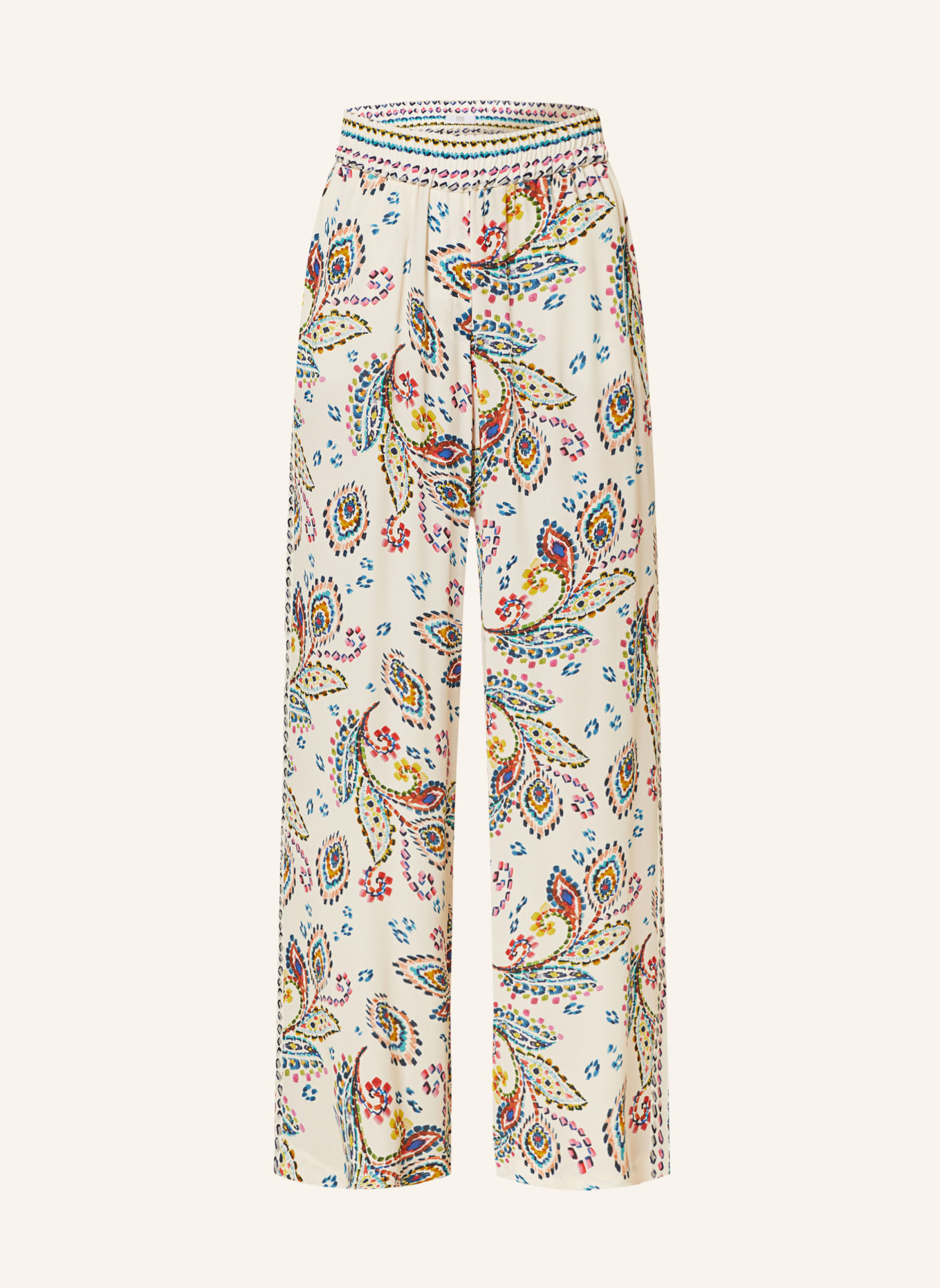 RIANI Wide leg trousers, Color: CREAM/ TEAL/ PINK (Image 1)