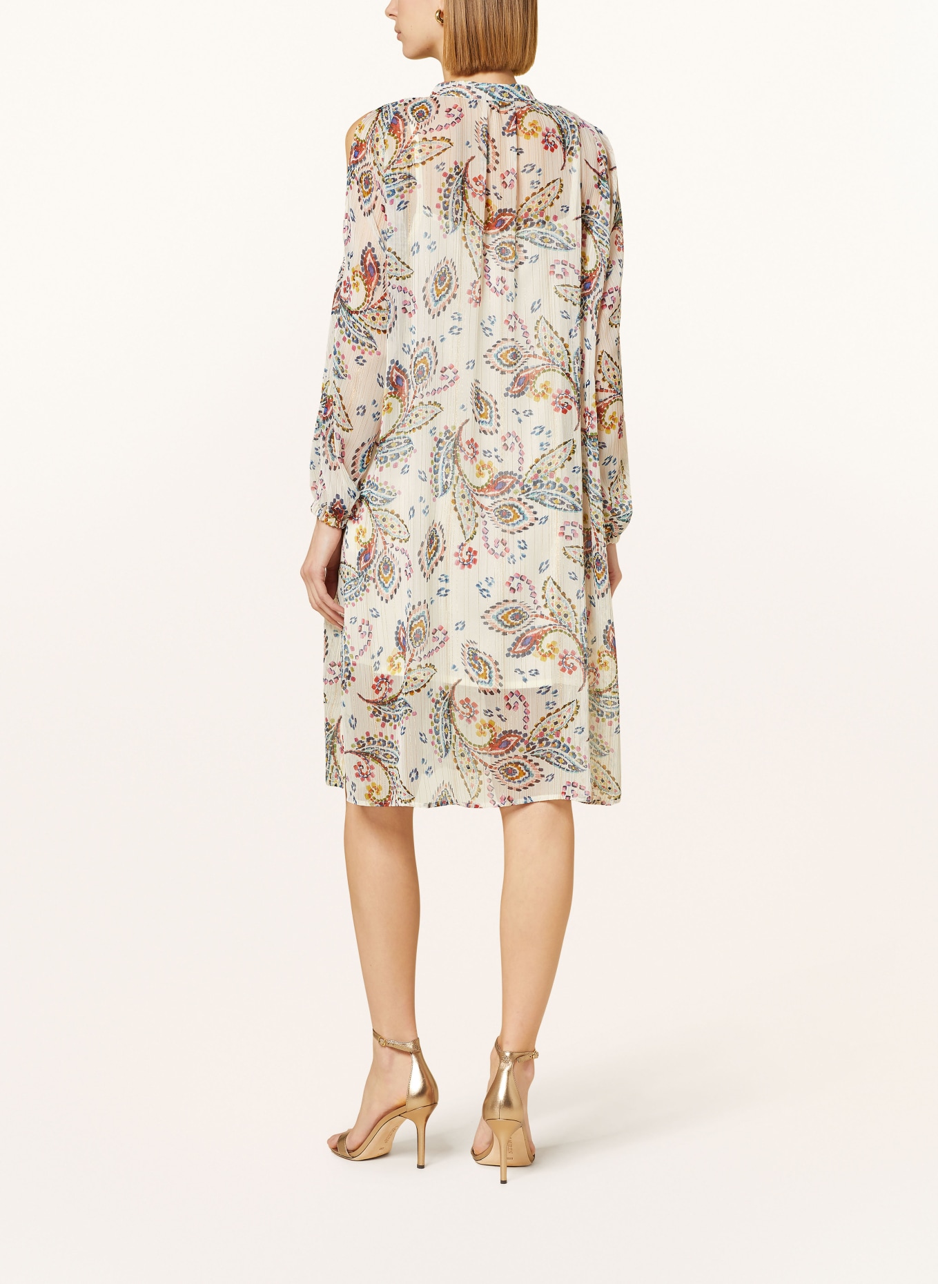 RIANI Cold-Shoulder-Kleid mit Glitzergarn, Farbe: CREME/ BLAU/ PINK (Bild 3)