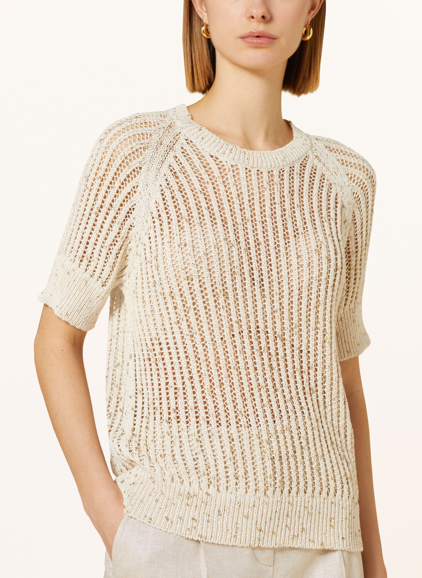 RIANI Knit shirt with glitter thread, Color: BEIGE (Image 4)