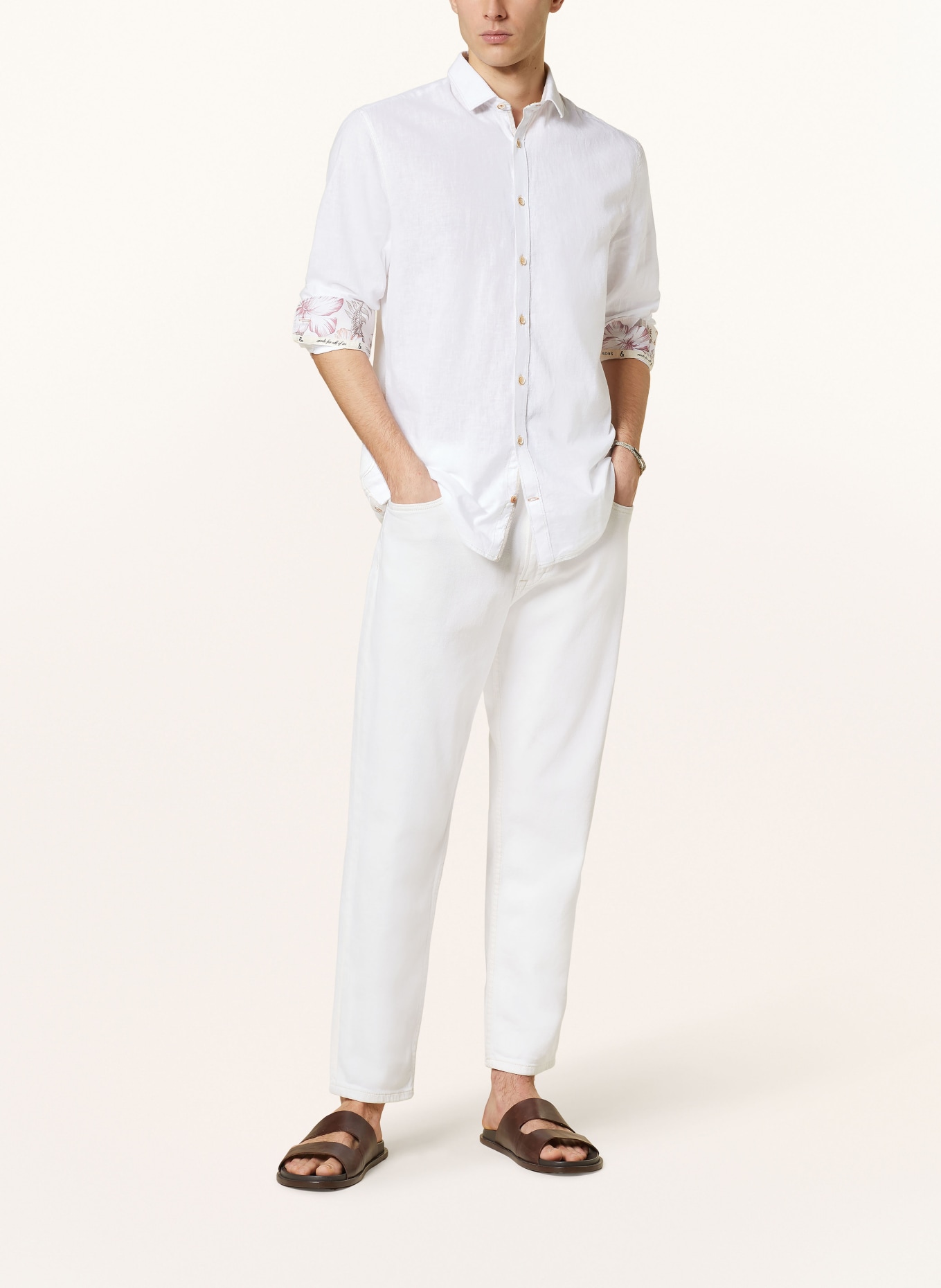 COLOURS & SONS Shirt regular fit with linen, Color: WHITE (Image 2)