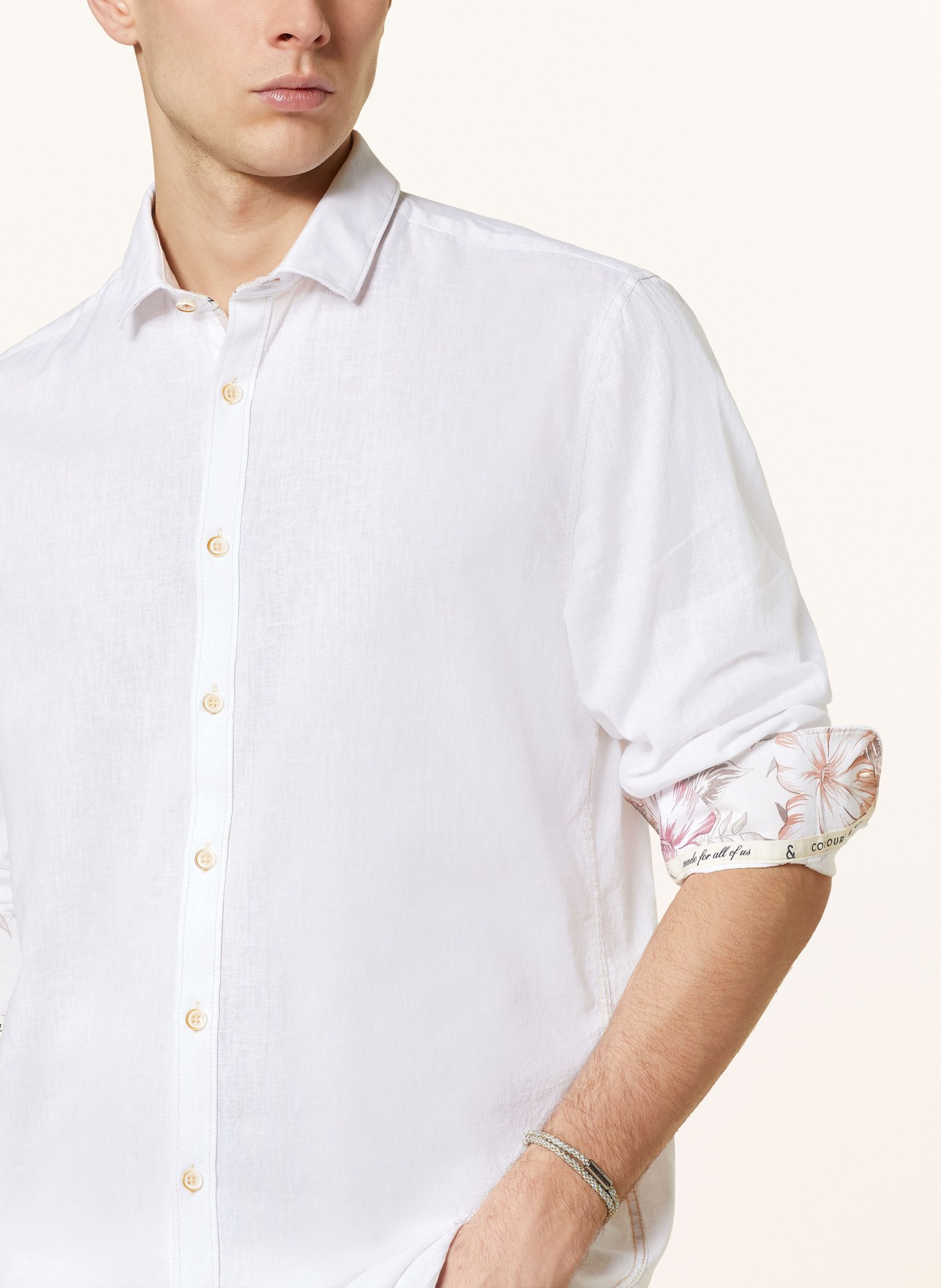 COLOURS & SONS Shirt regular fit with linen, Color: WHITE (Image 4)