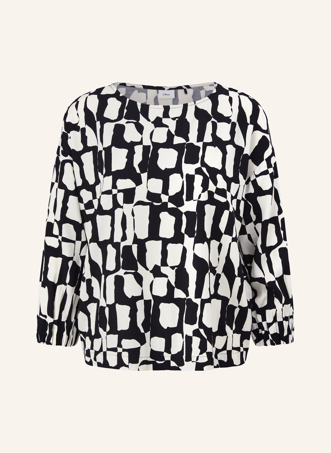 s.Oliver BLACK LABEL Shirt blouse with 3/4 sleeves, Color: BLACK/ WHITE (Image 1)