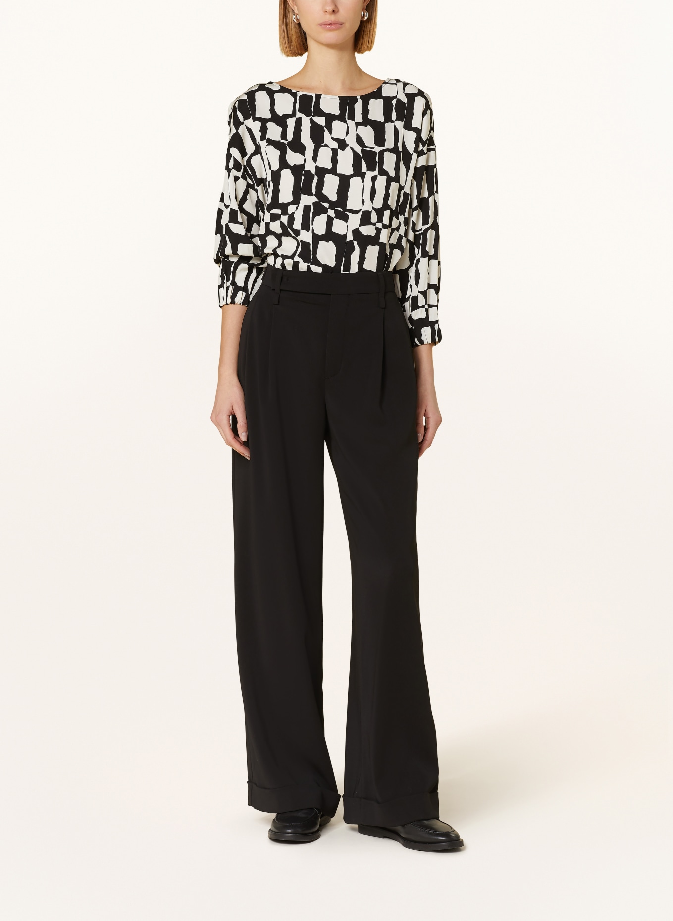 s.Oliver BLACK LABEL Shirt blouse with 3/4 sleeves, Color: BLACK/ WHITE (Image 2)