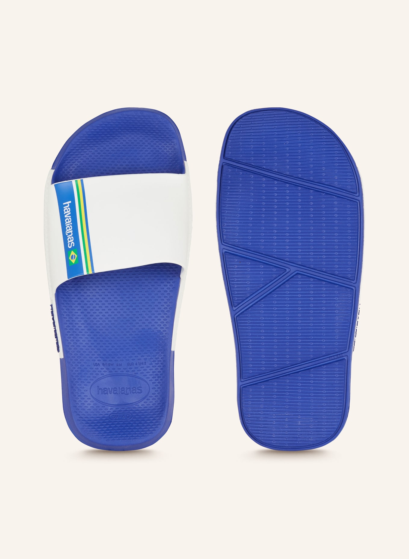 Havaianas brasil sliders in blue and white