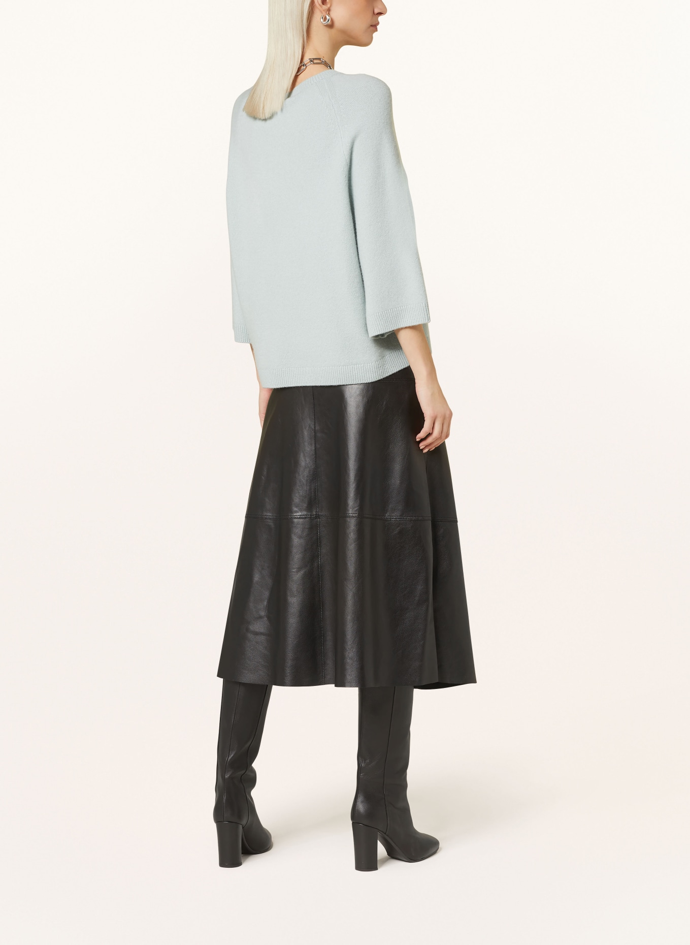 FTC CASHMERE Cashmere sweater with 3/4 sleeves, Color: LIGHT BLUE (Image 3)