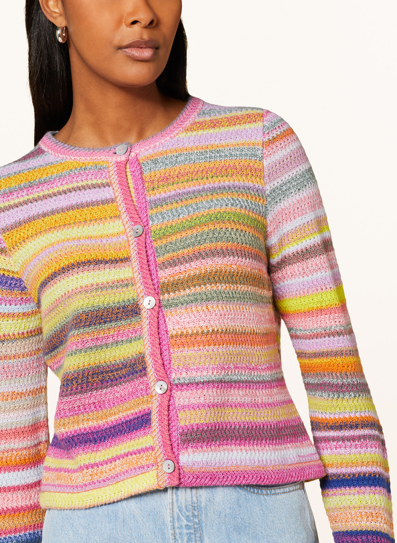 FTC CASHMERE Cardigan with cashmere, Color: PINK/ DARK YELLOW/ GREEN (Image 4)