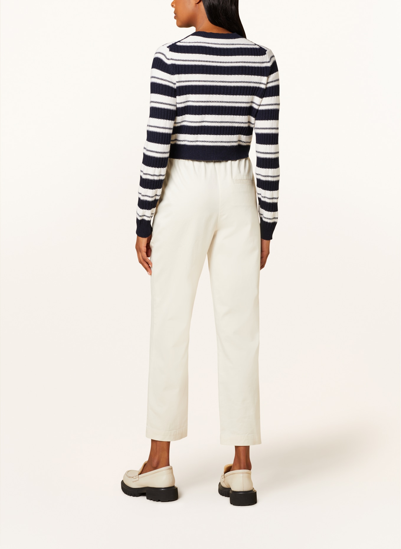FTC CASHMERE Cropped cardigan with cashmere, Color: DARK BLUE/ WHITE (Image 3)