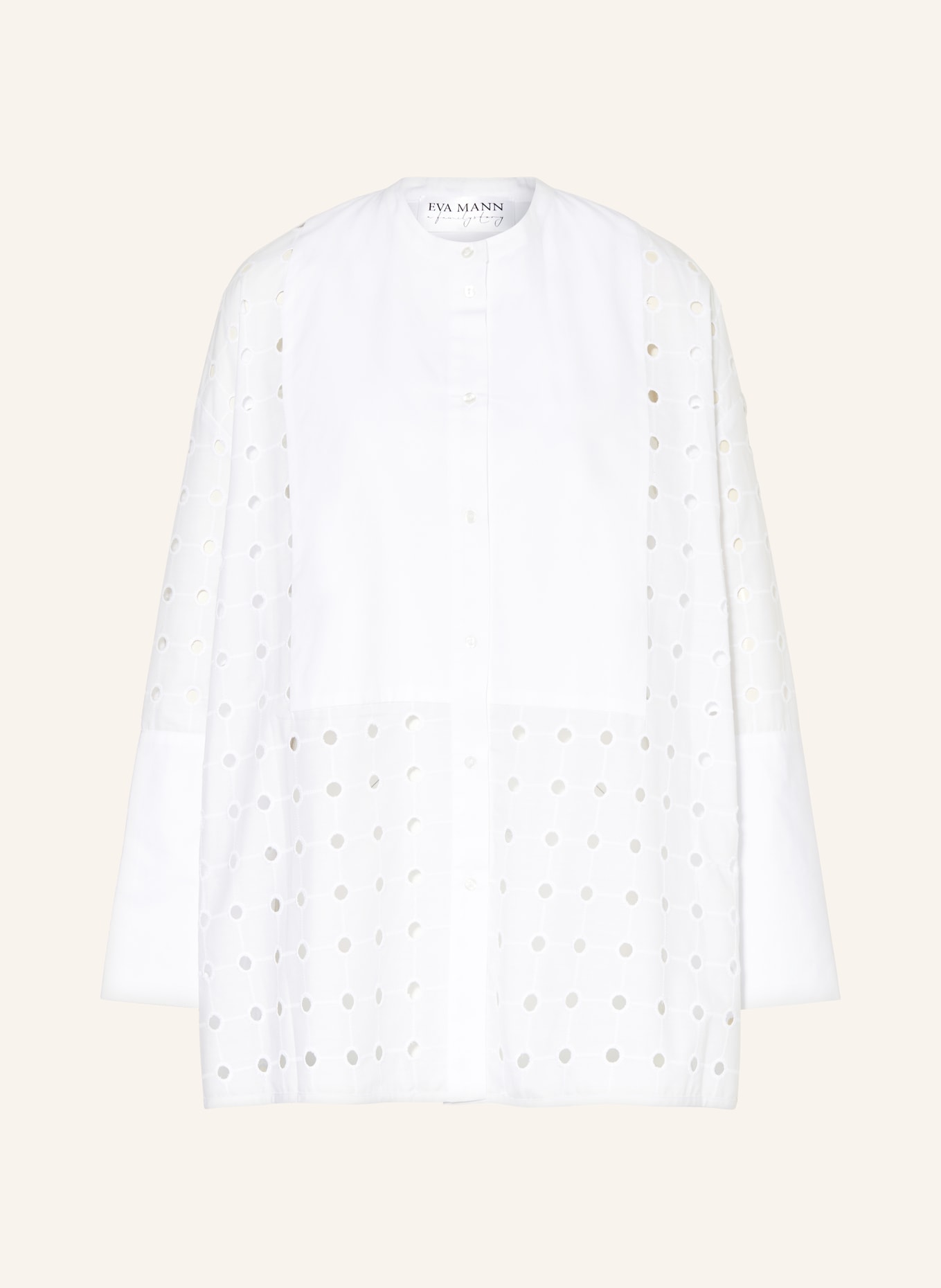 EVA MANN Blouse FRANCA HOLES with broderie anglaise, Color: WHITE (Image 1)