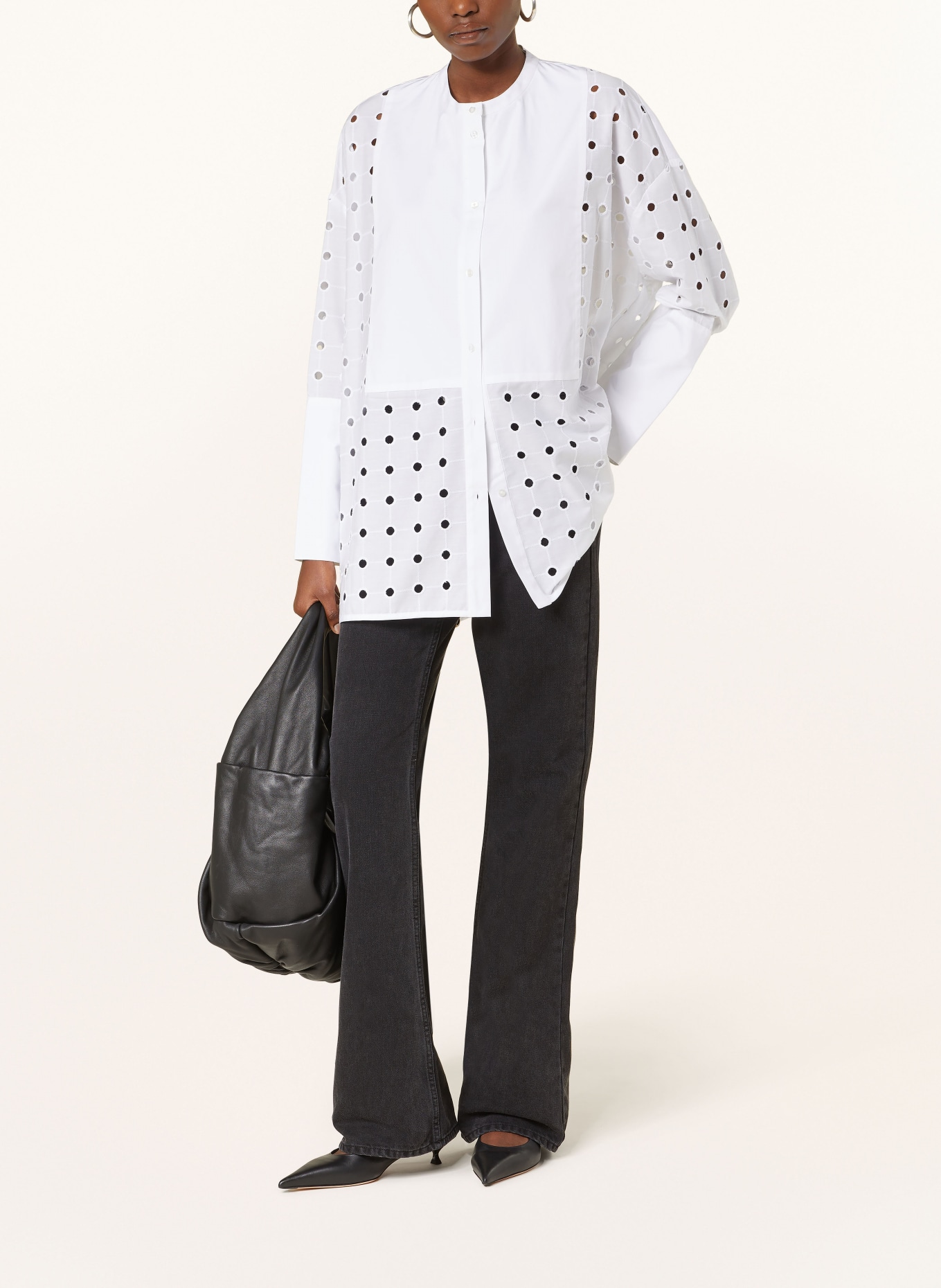 EVA MANN Blouse FRANCA HOLES with broderie anglaise, Color: WHITE (Image 2)