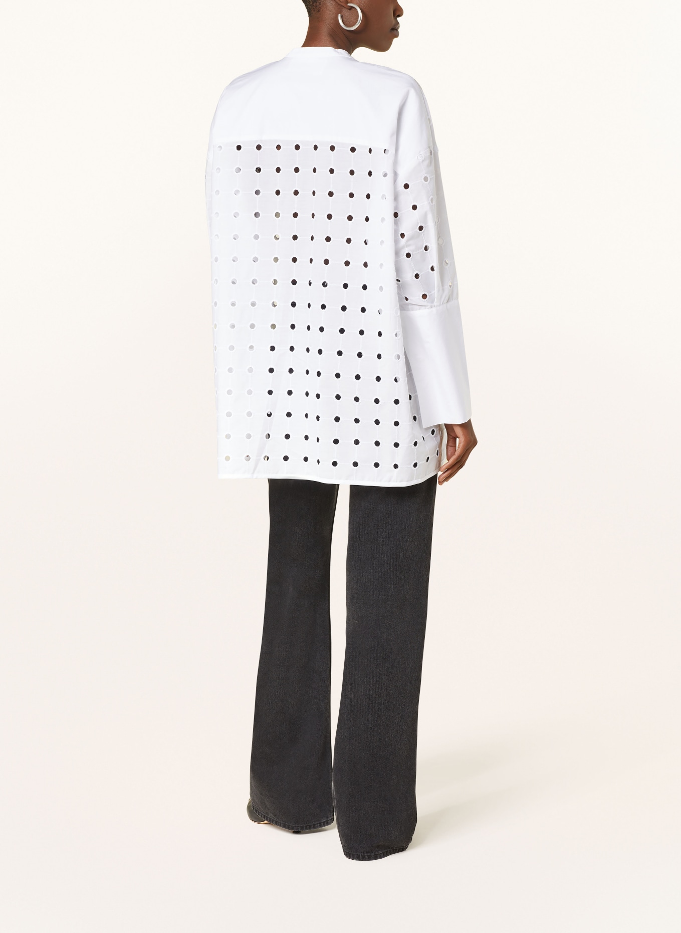 EVA MANN Blouse FRANCA HOLES with broderie anglaise, Color: WHITE (Image 3)