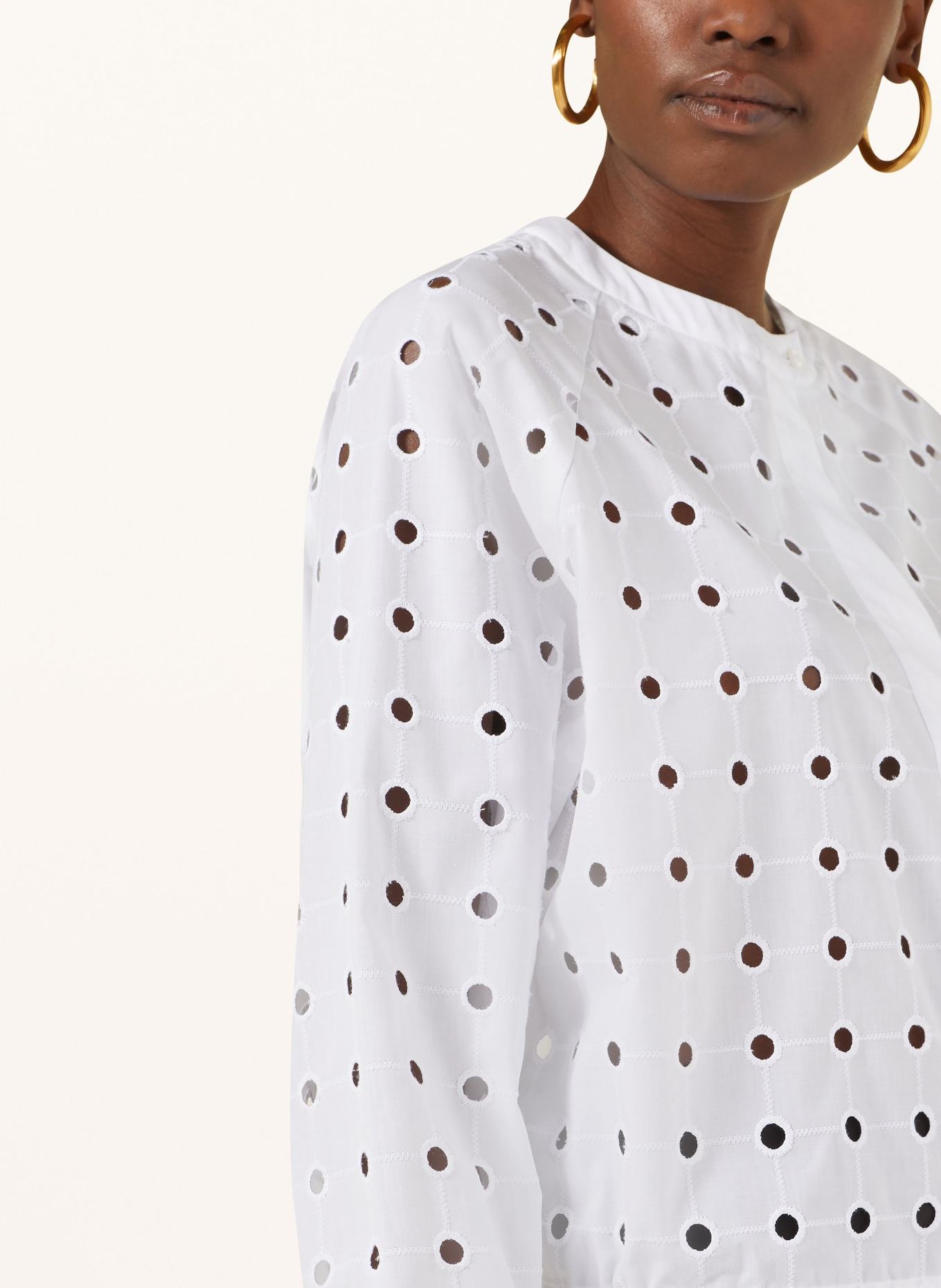 EVA MANN Blouse CLAIRE HOLES made of broderie anglaise, Color: WHITE (Image 4)
