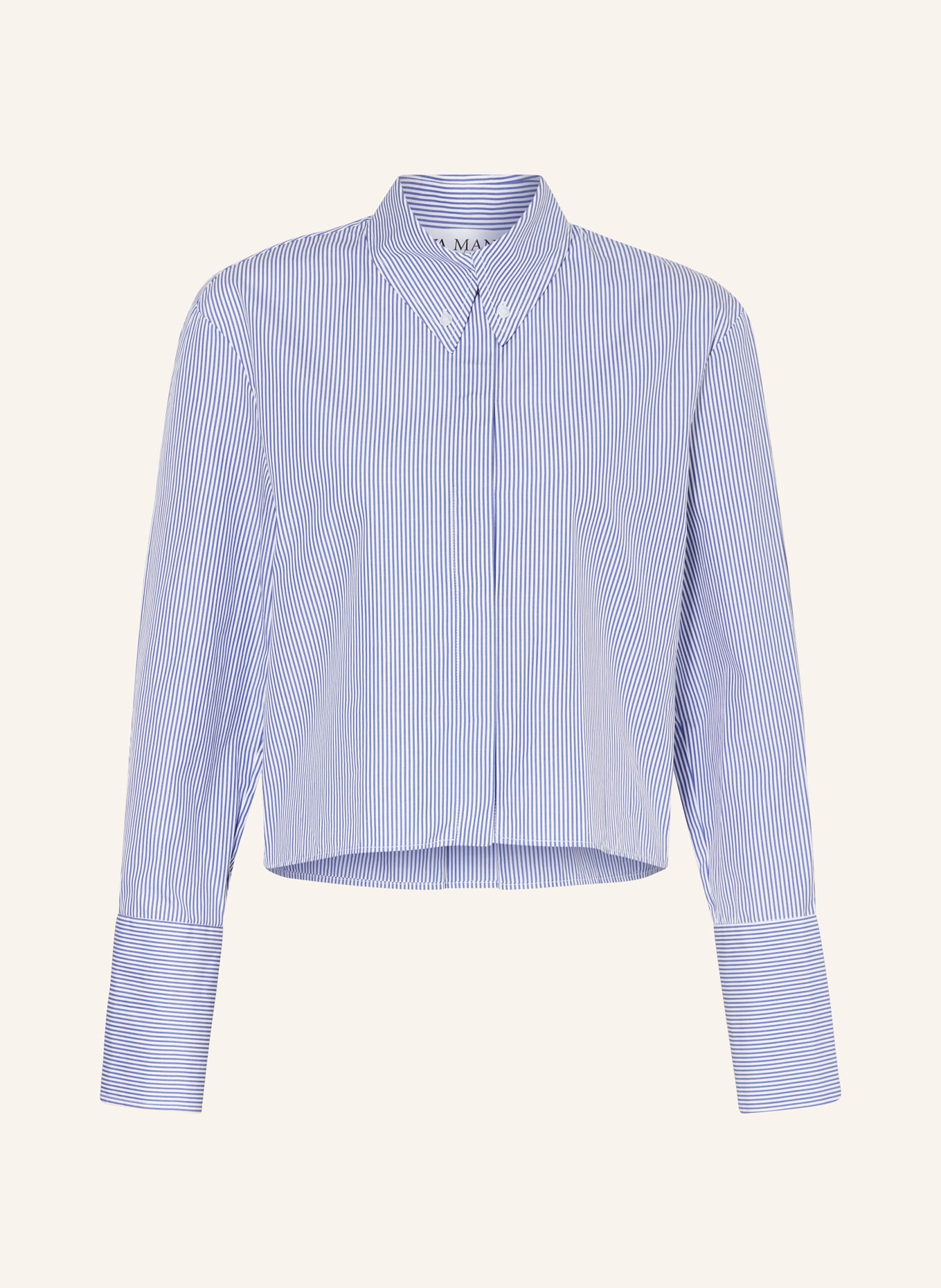 EVA MANN Cropped shirt blouse GRETE ALVERCA, Color: BLUE/ WHITE (Image 1)