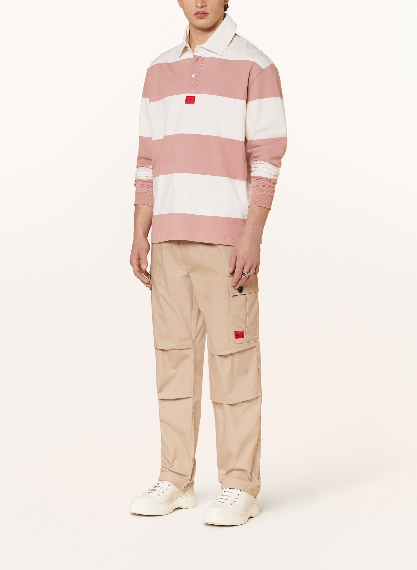 HUGO Jersey-Poloshirt DIRAGBI, Farbe: WEISS/ NUDE (Bild 2)