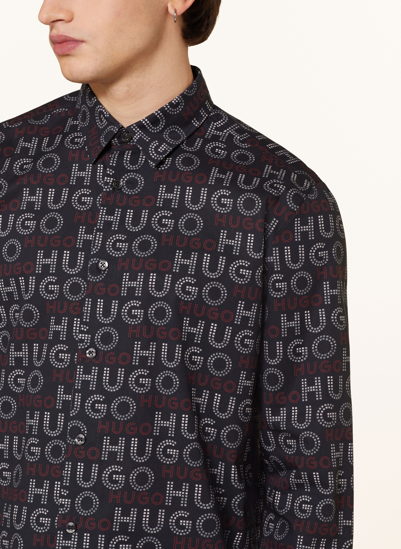 HUGO Shirt EMERO straight fit, Color: BLACK/ RED (Image 4)