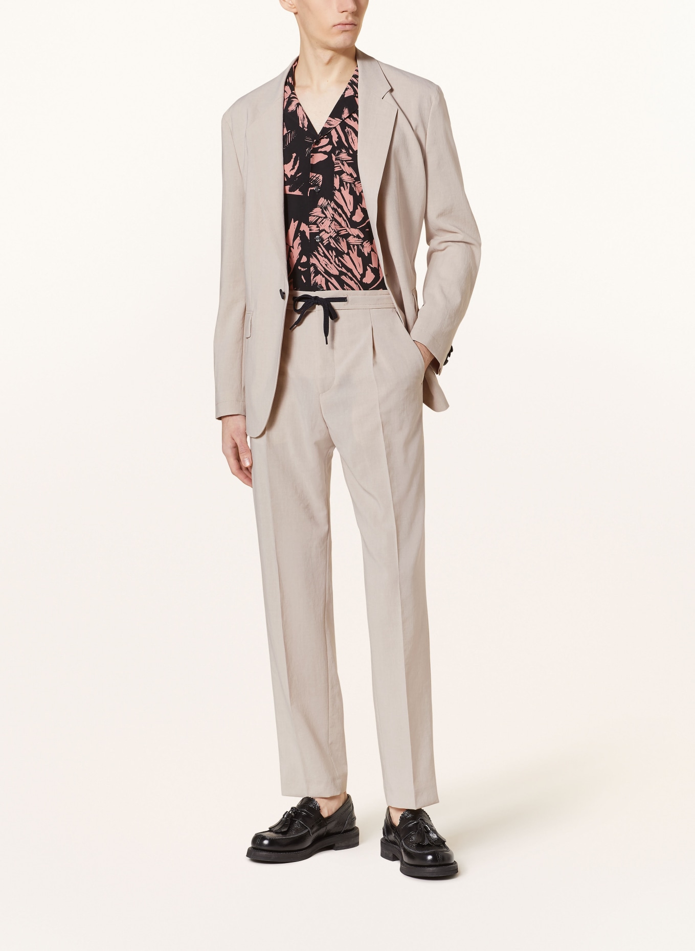 HUGO Spodnie garniturowe TEAGAN w stylu dresowym regular fit, Kolor: 261 MEDIUM BEIGE (Obrazek 2)
