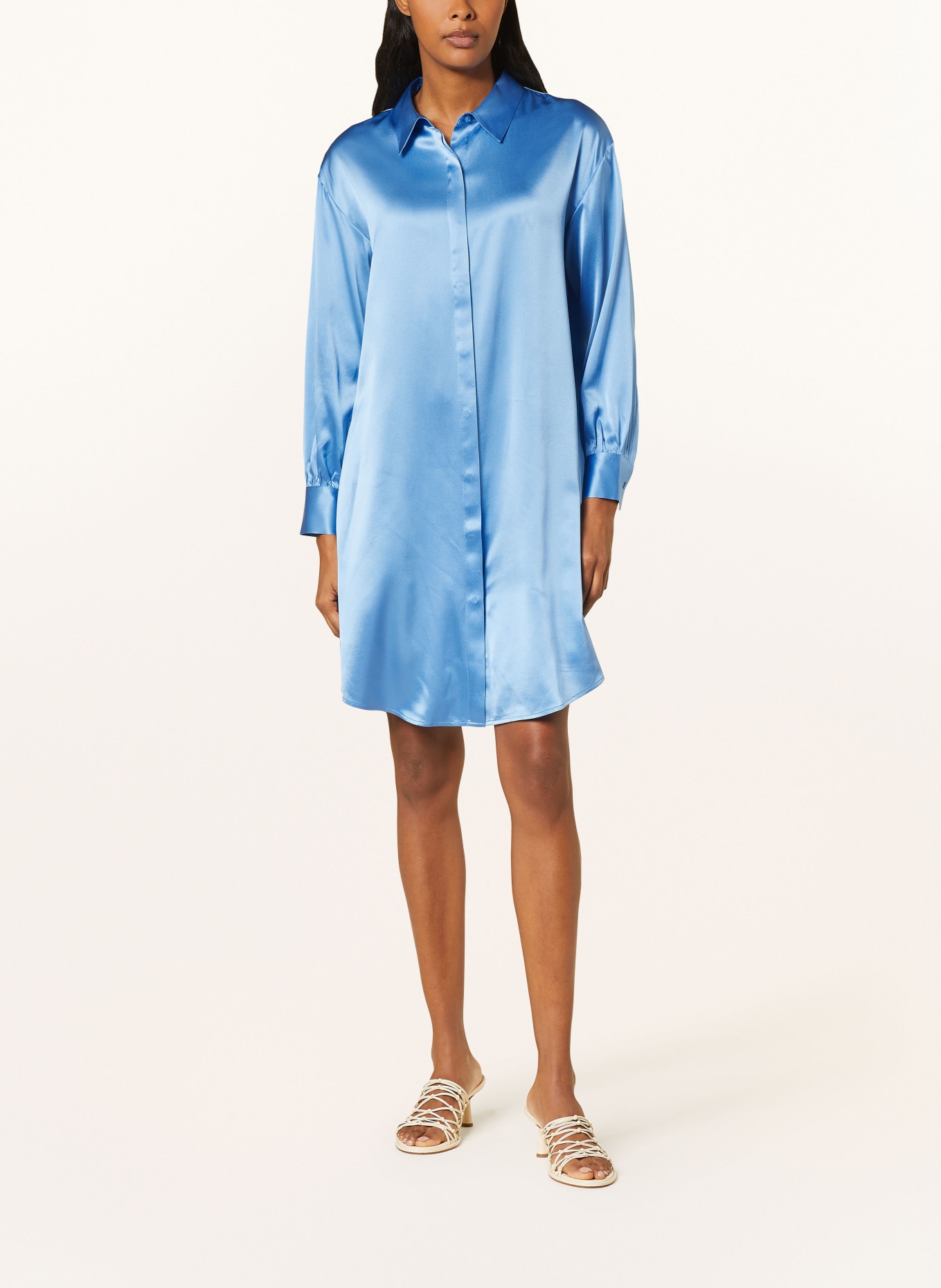 (THE MERCER) N.Y. Košilové šaty z hedvábí, Barva: MODRÁ (Obrázek 2)