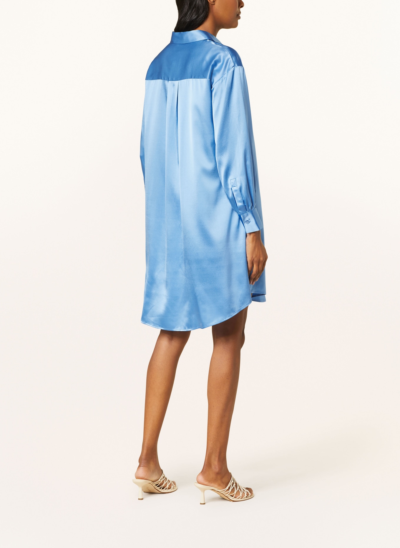 (THE MERCER) N.Y. Košilové šaty z hedvábí, Barva: MODRÁ (Obrázek 3)
