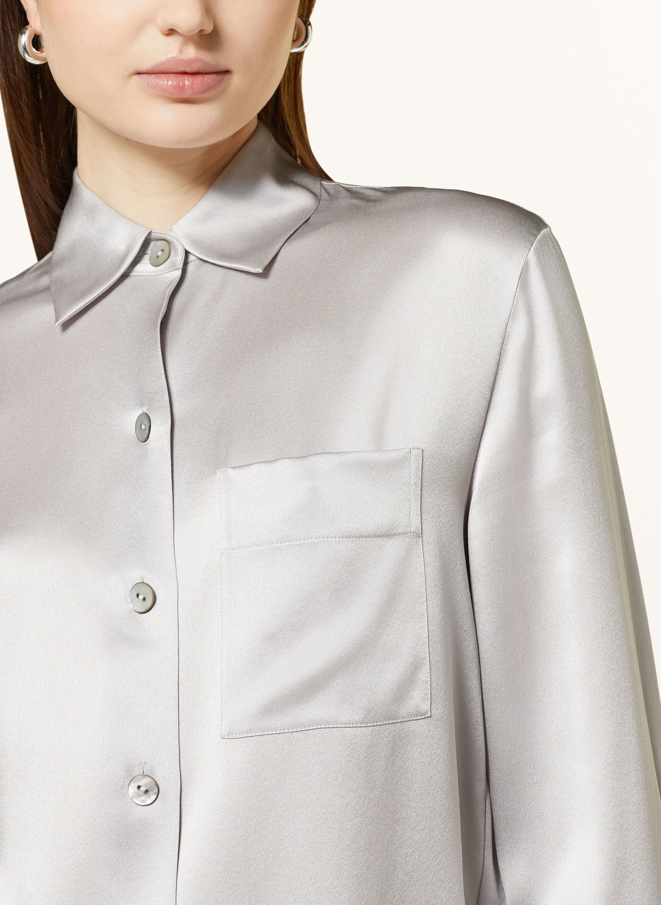 VINCE Shirt blouse in silk, Color: SILVER (Image 4)