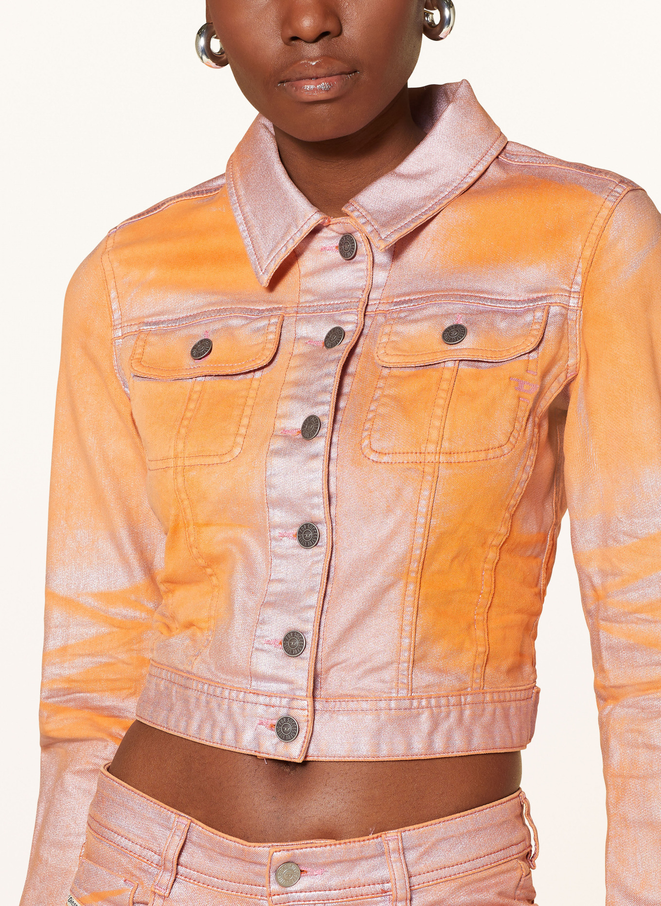 DIESEL Kurtka jeansowa DE-SLIMMY-S, Kolor: POMARAŃCZOWY (Obrazek 4)