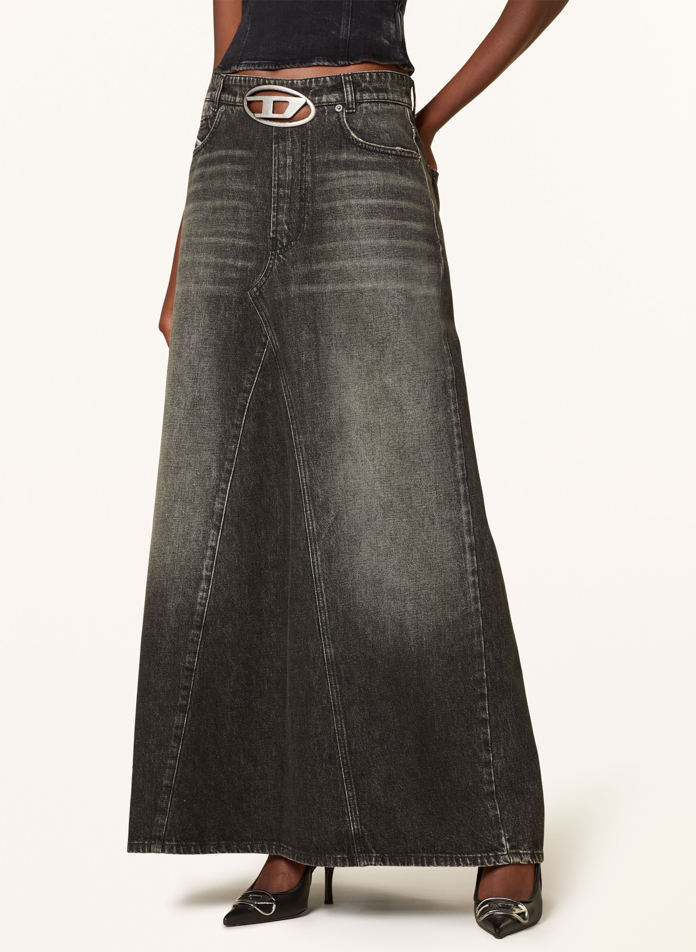 DIESEL Spódnica jeansowa D-PAGO-S3, Kolor: CZIEMNOSZARY (Obrazek 4)