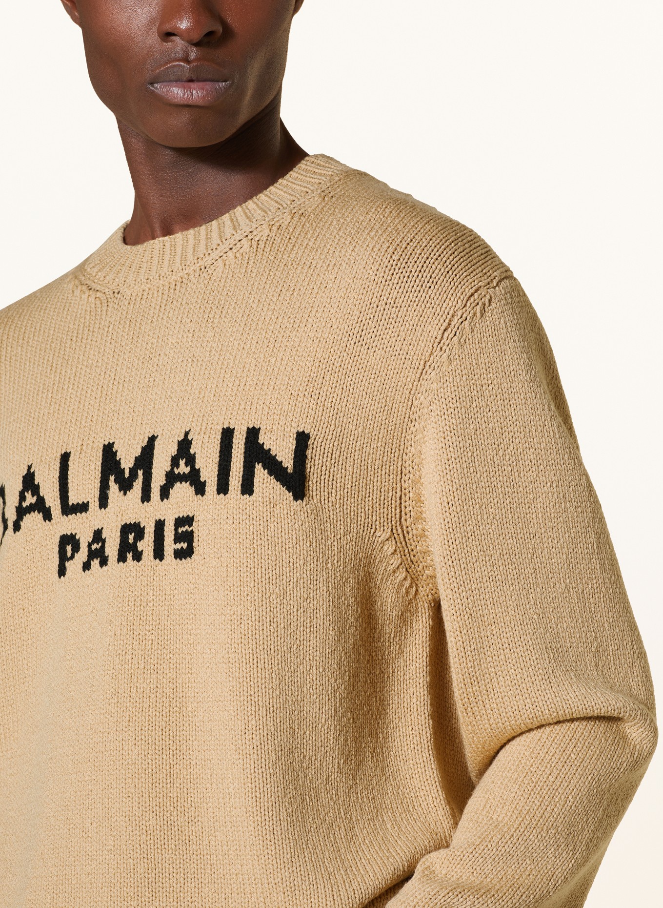 BALMAIN Sweater, Color: BEIGE/ BLACK (Image 4)